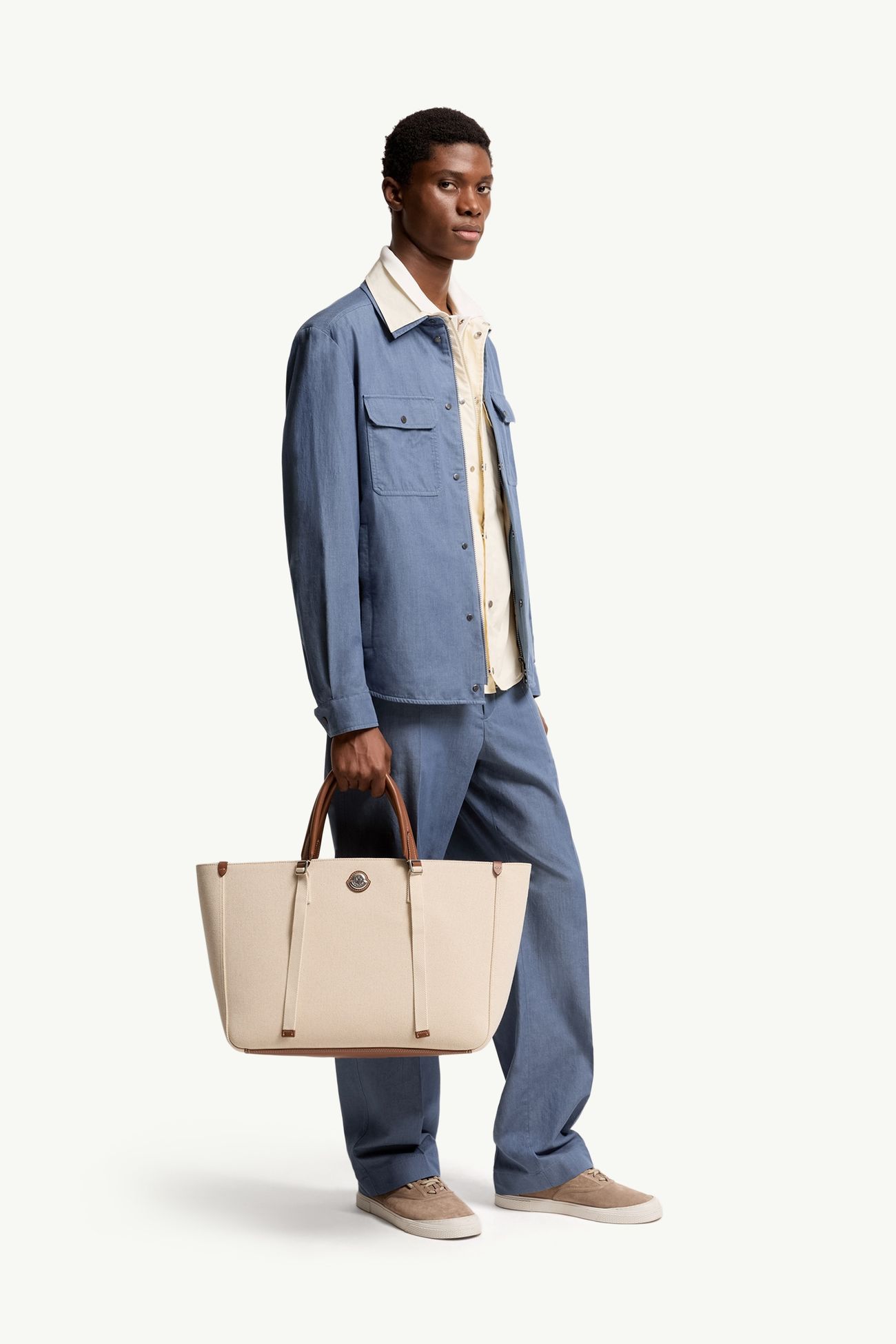 Carlo Tote Bag aus Canvas Herren Weiß-Elfenbein Moncler 1