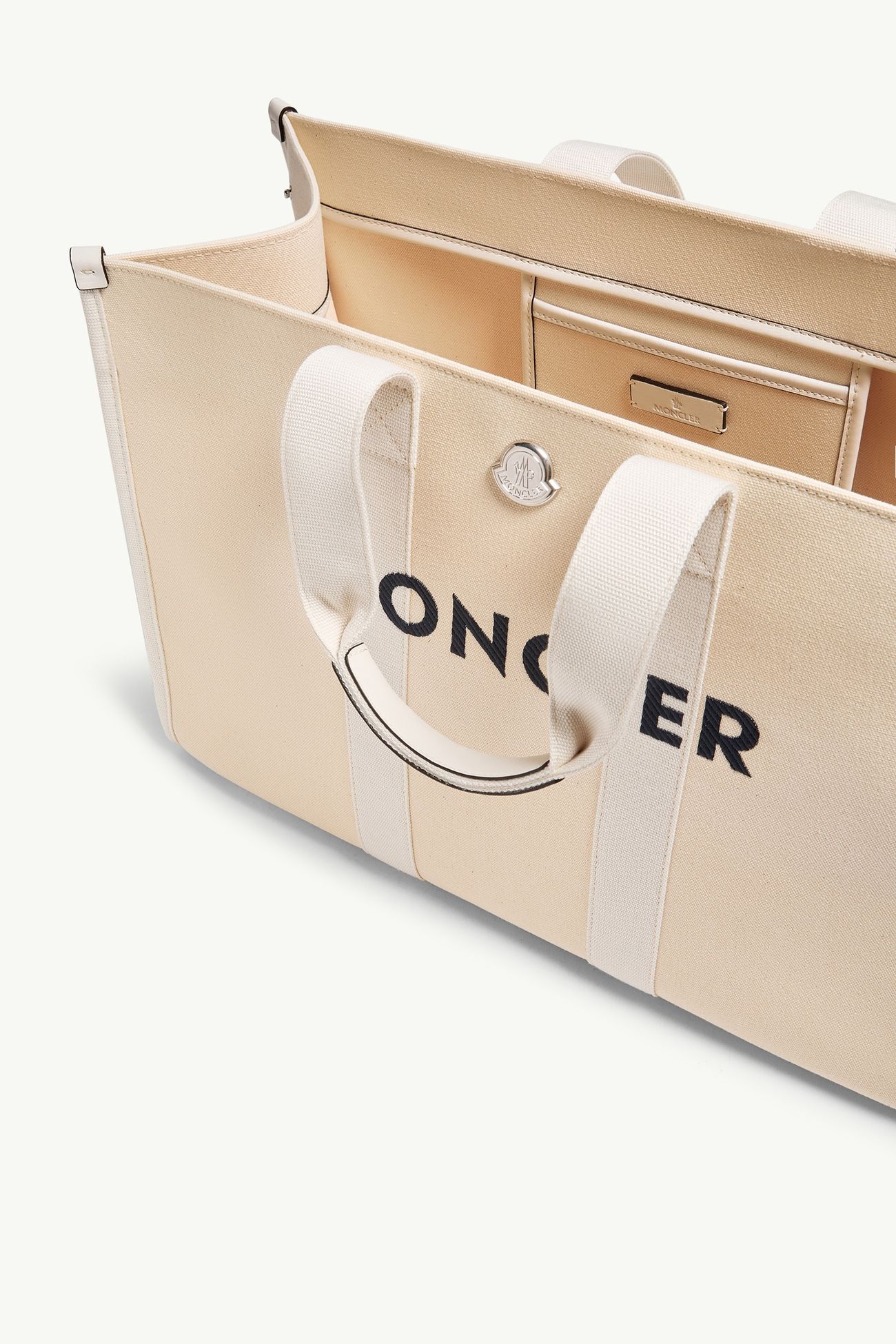 Bolso tote de lona con logotipo Hombre Blanco Marfil Moncler 5