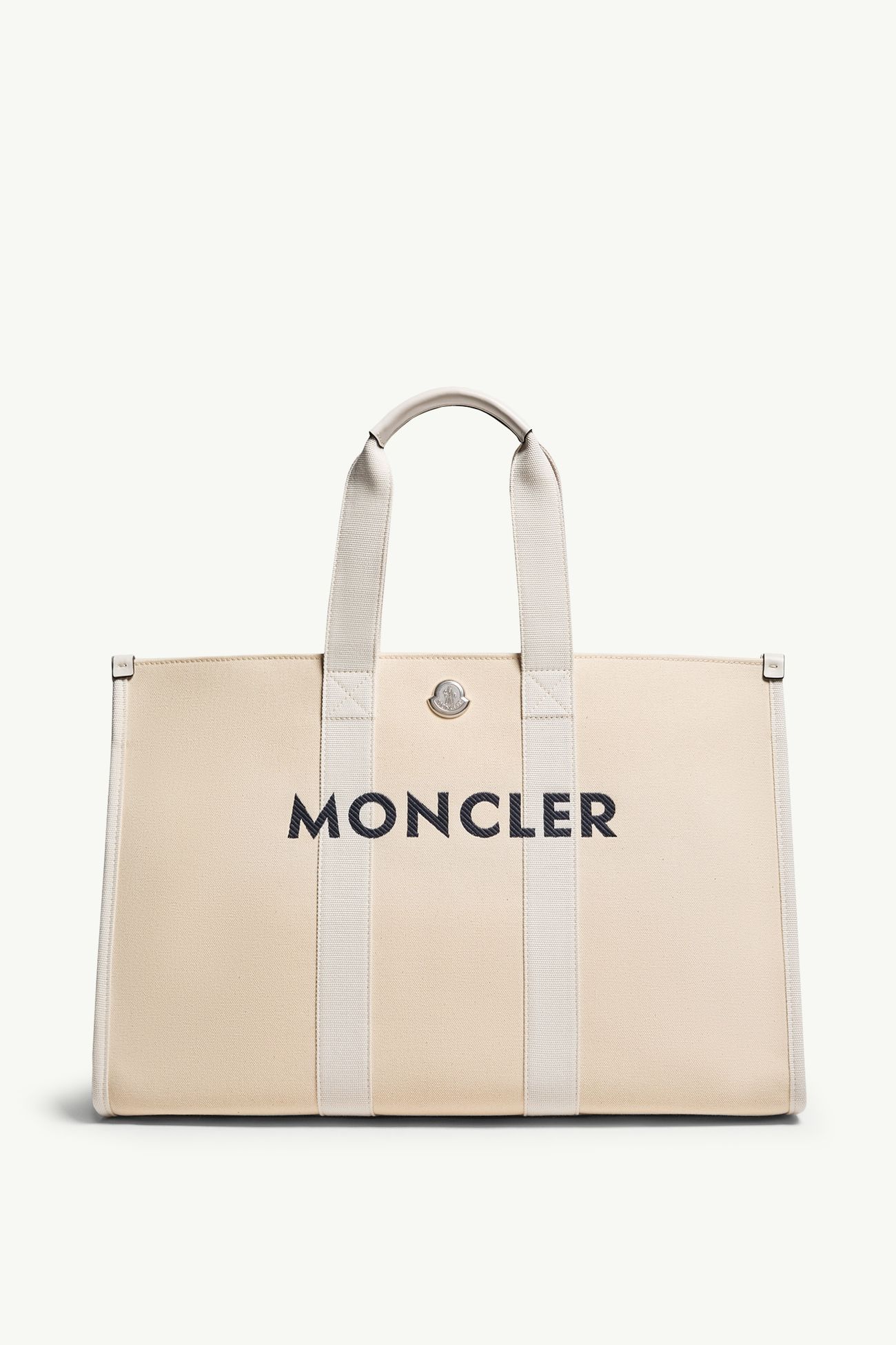 Bolso tote de lona con logotipo Hombre Blanco Marfil Moncler 0