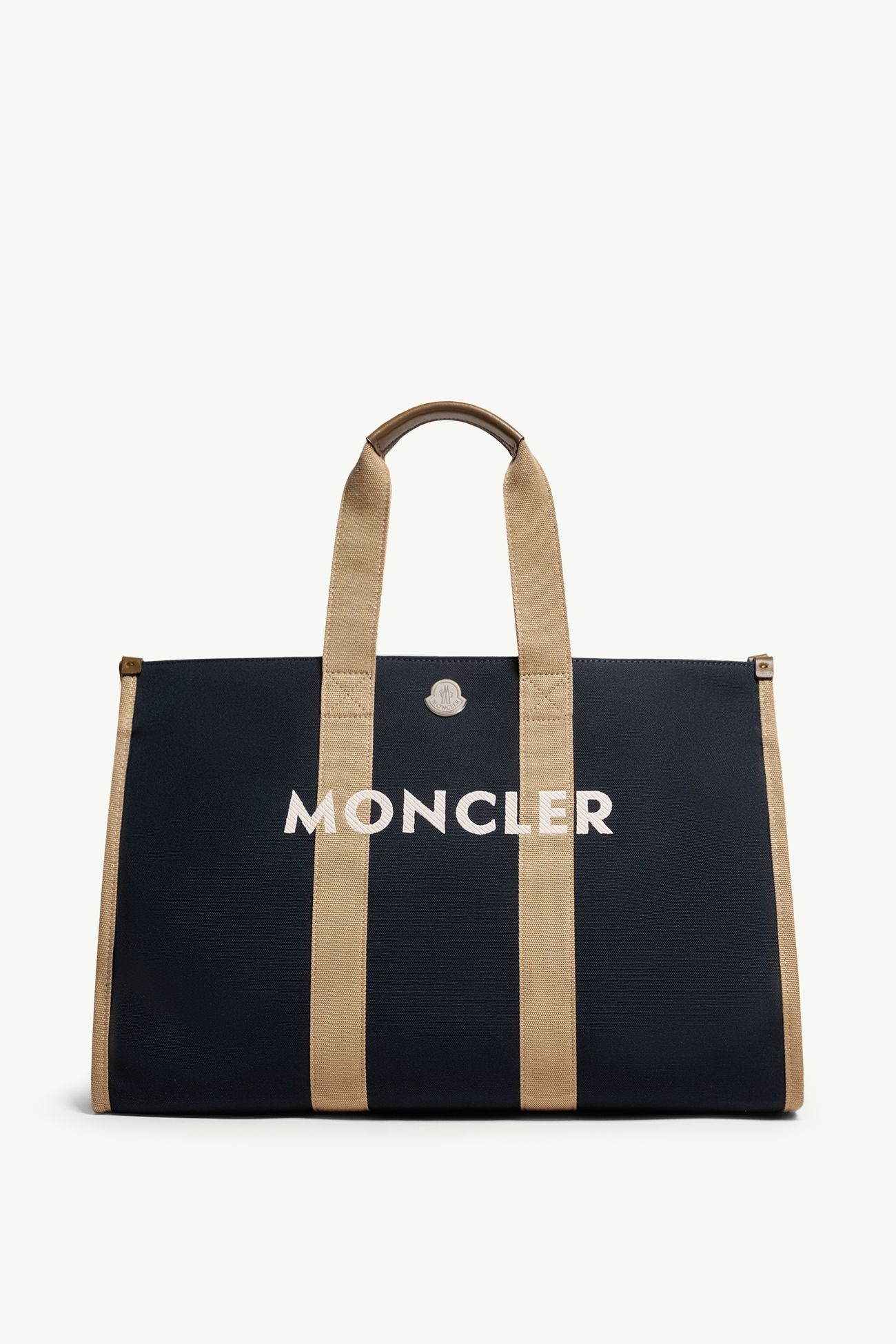 Logo Canvas Tote Bag Men Navy Blue Moncler 0