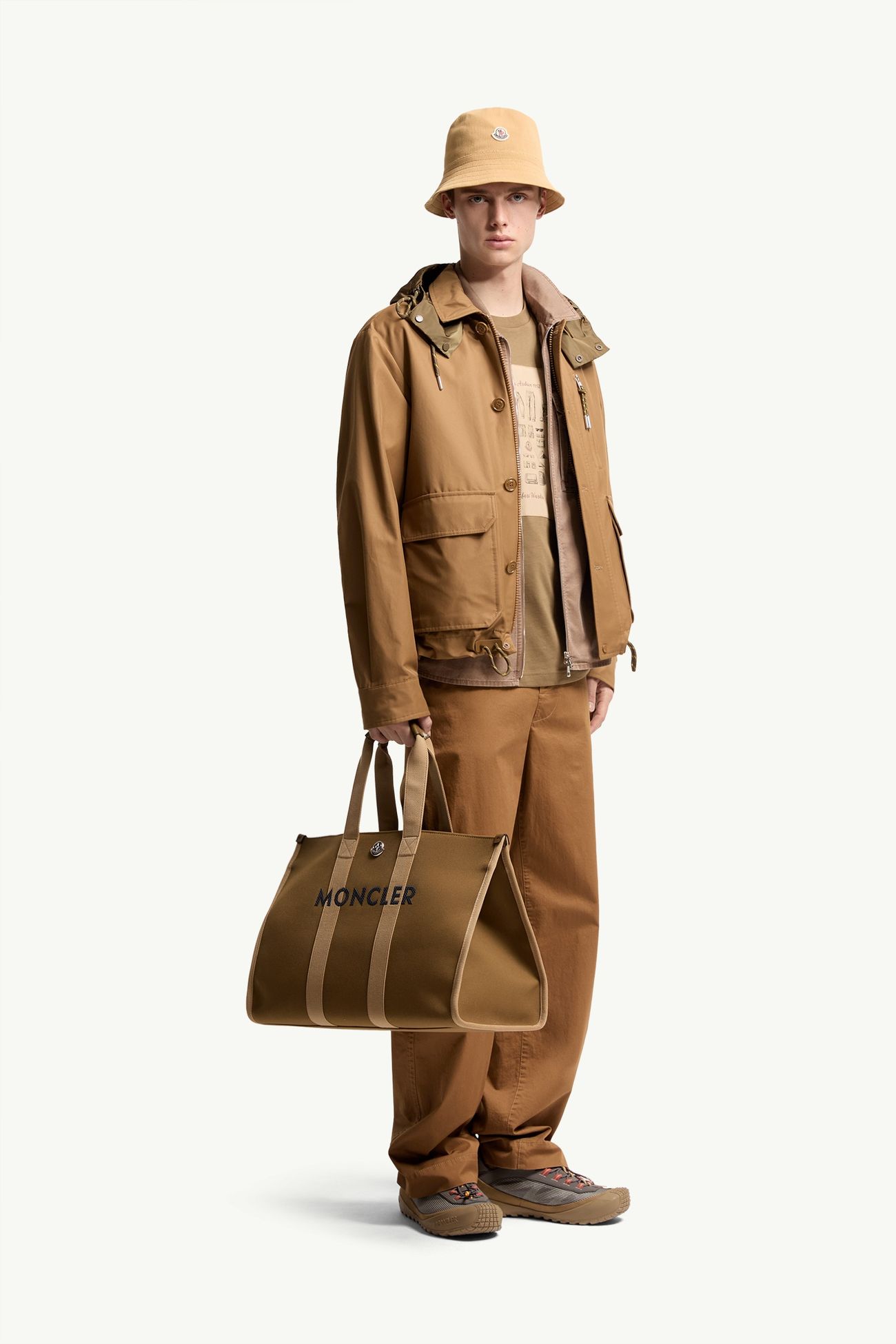 Logo Canvas Tote Bag Men Olive Green Moncler 1