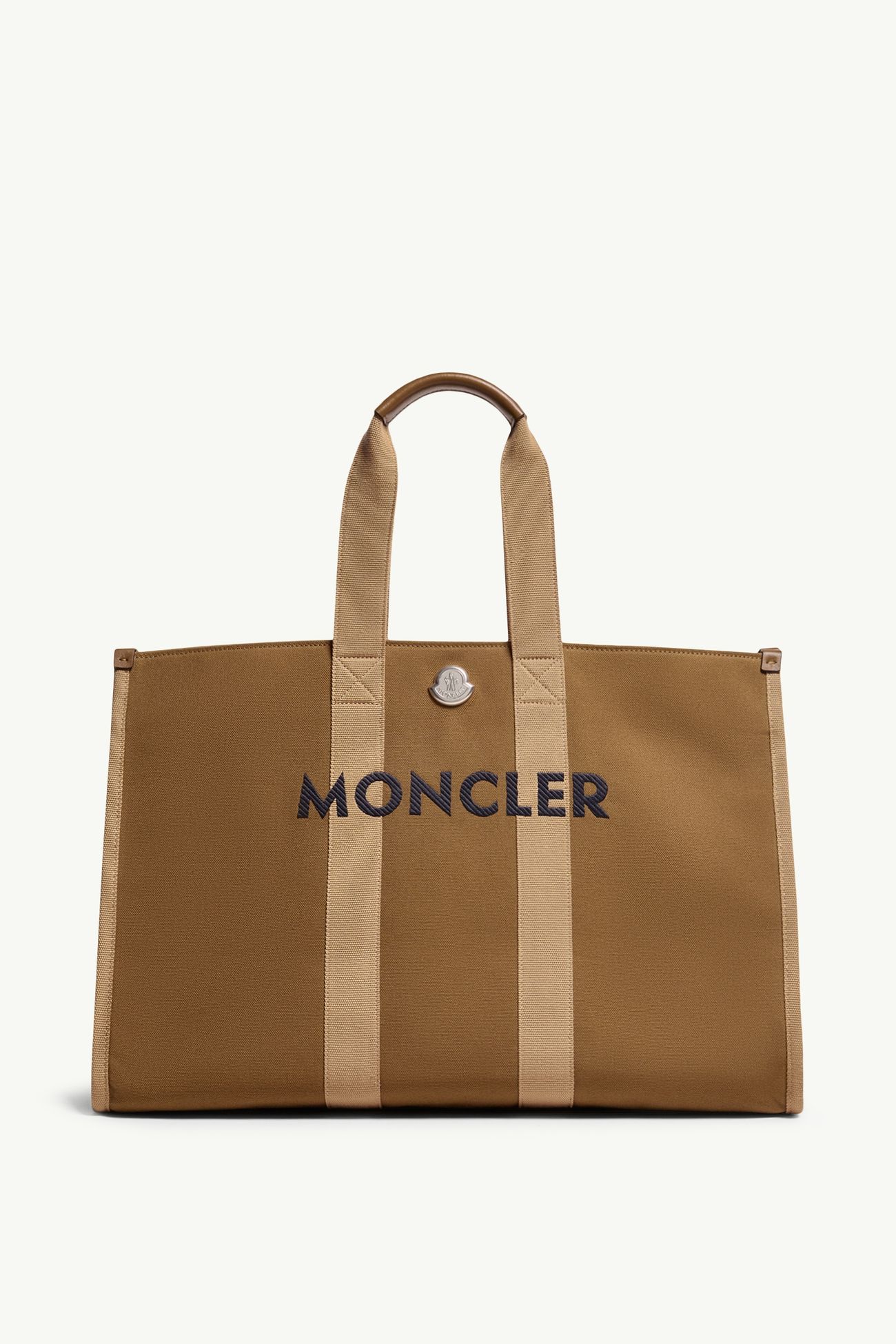 Bolso tote de lona con logotipo Hombre Verde Oliva Moncler 0