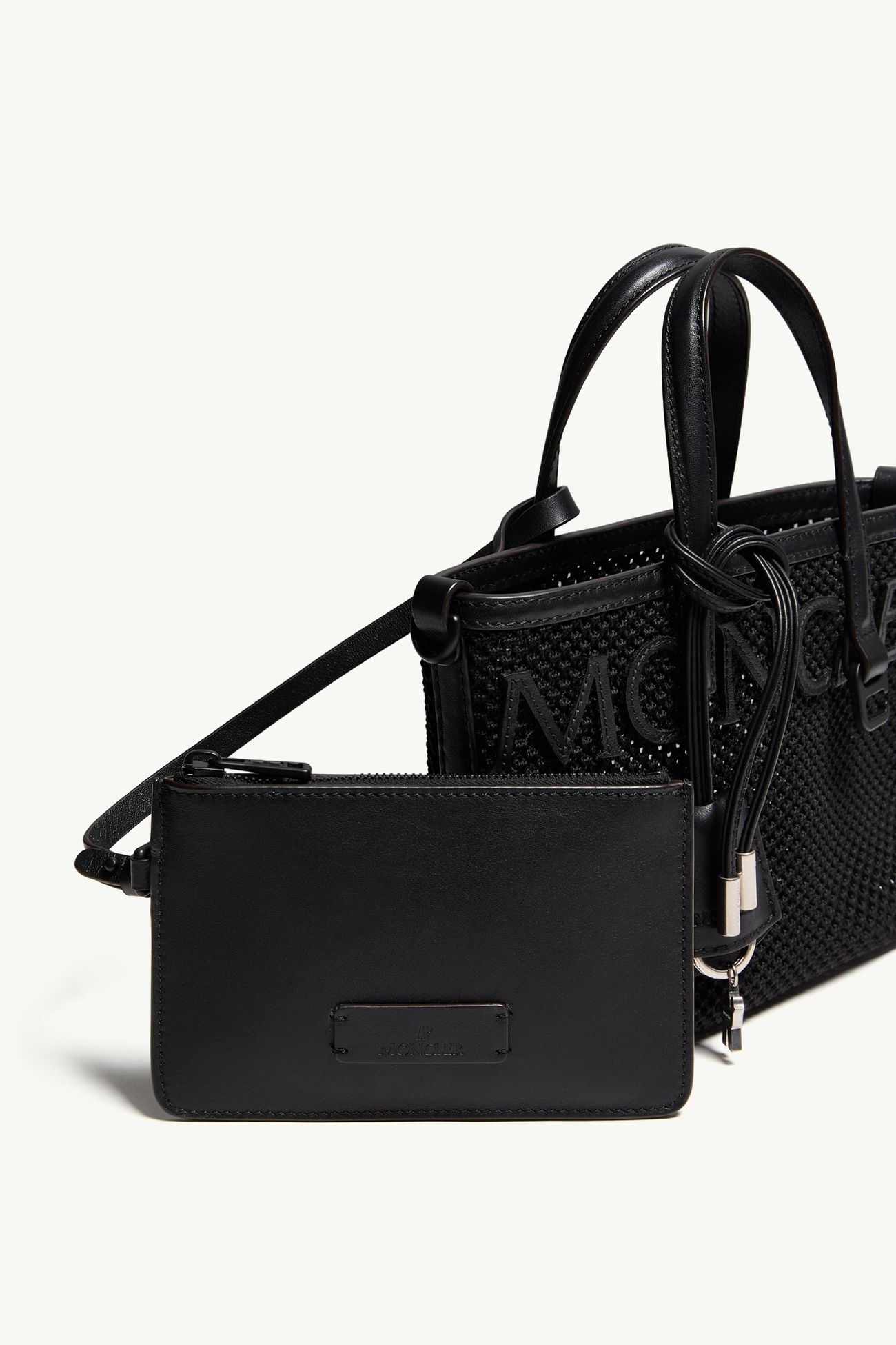 Bolso tote de piel y malla Very Mujer Negro Moncler 4