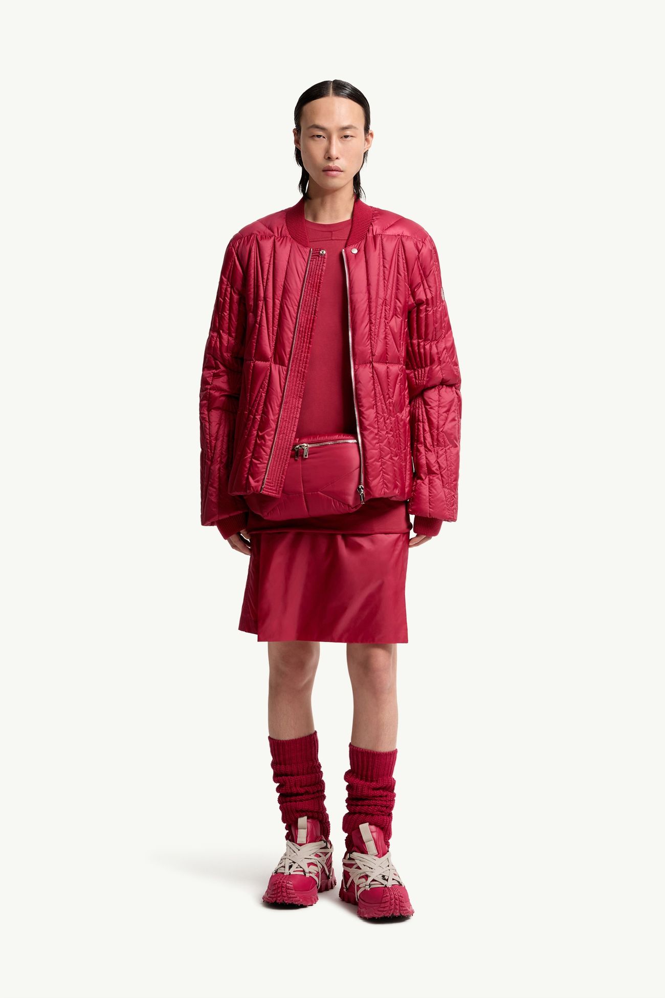 Moncler + Rick Owens Geocamo Flight Down Bomber Jacket Gender Neutral Berry Red Moncler 1