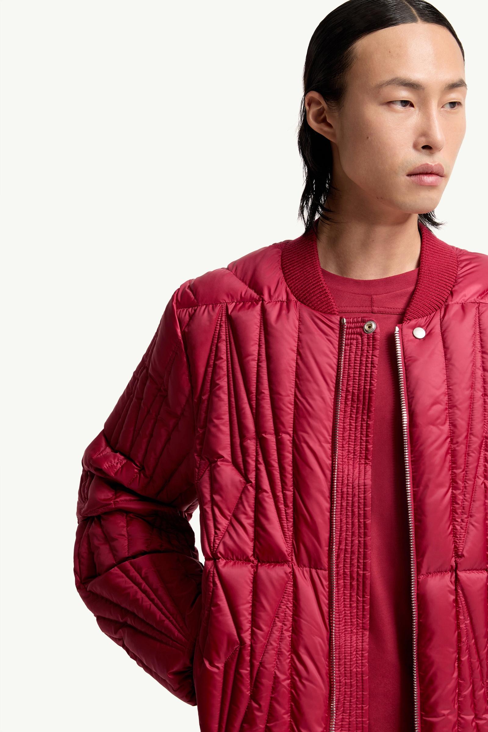 Berry Red Moncler + Rick Owens Geocamo Flight Down Bomber Jacket