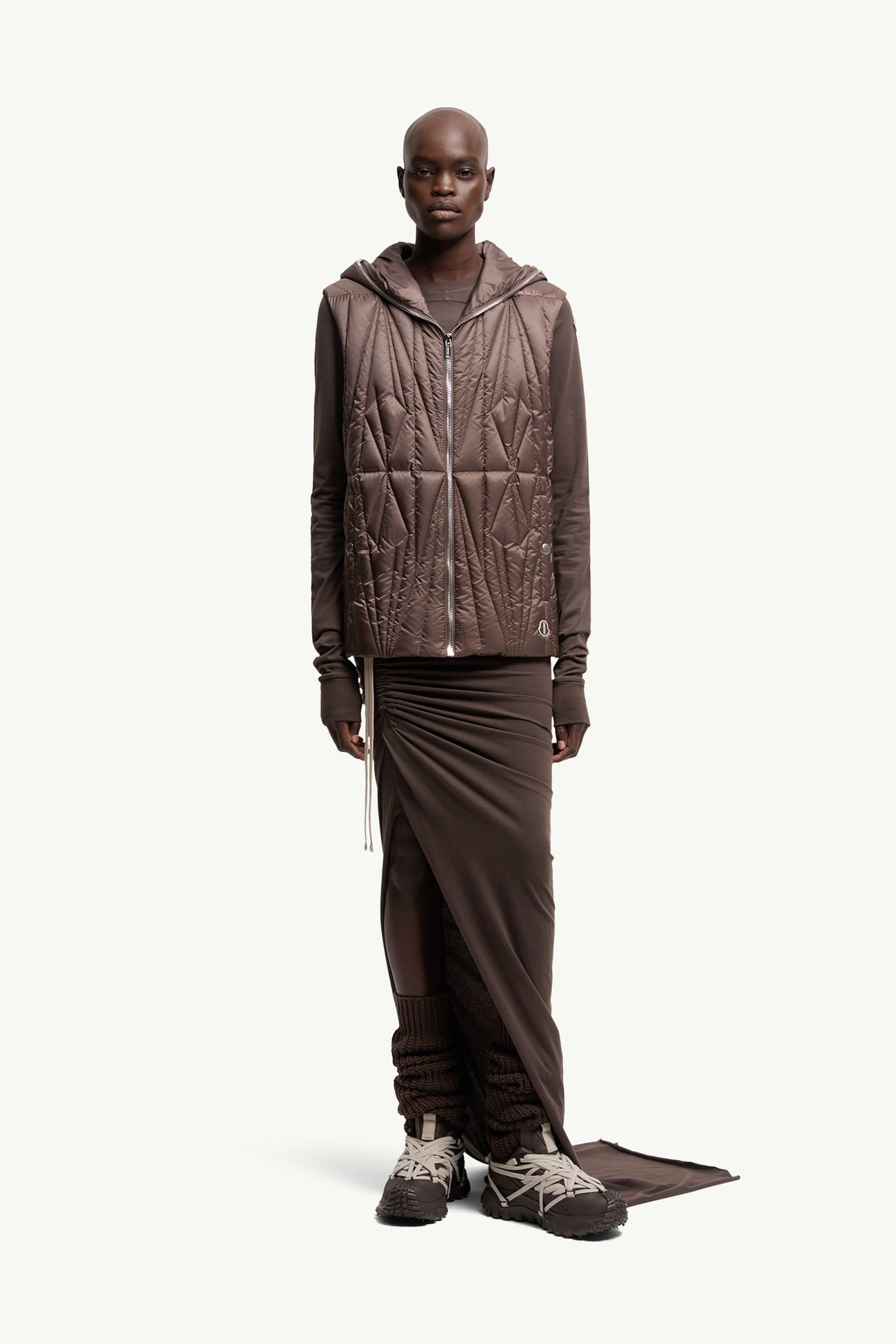 Moncler + Rick Owens Geocamo Ziplock Daunenweste mit Kapuze Genderneutral Taupe Moncler 2