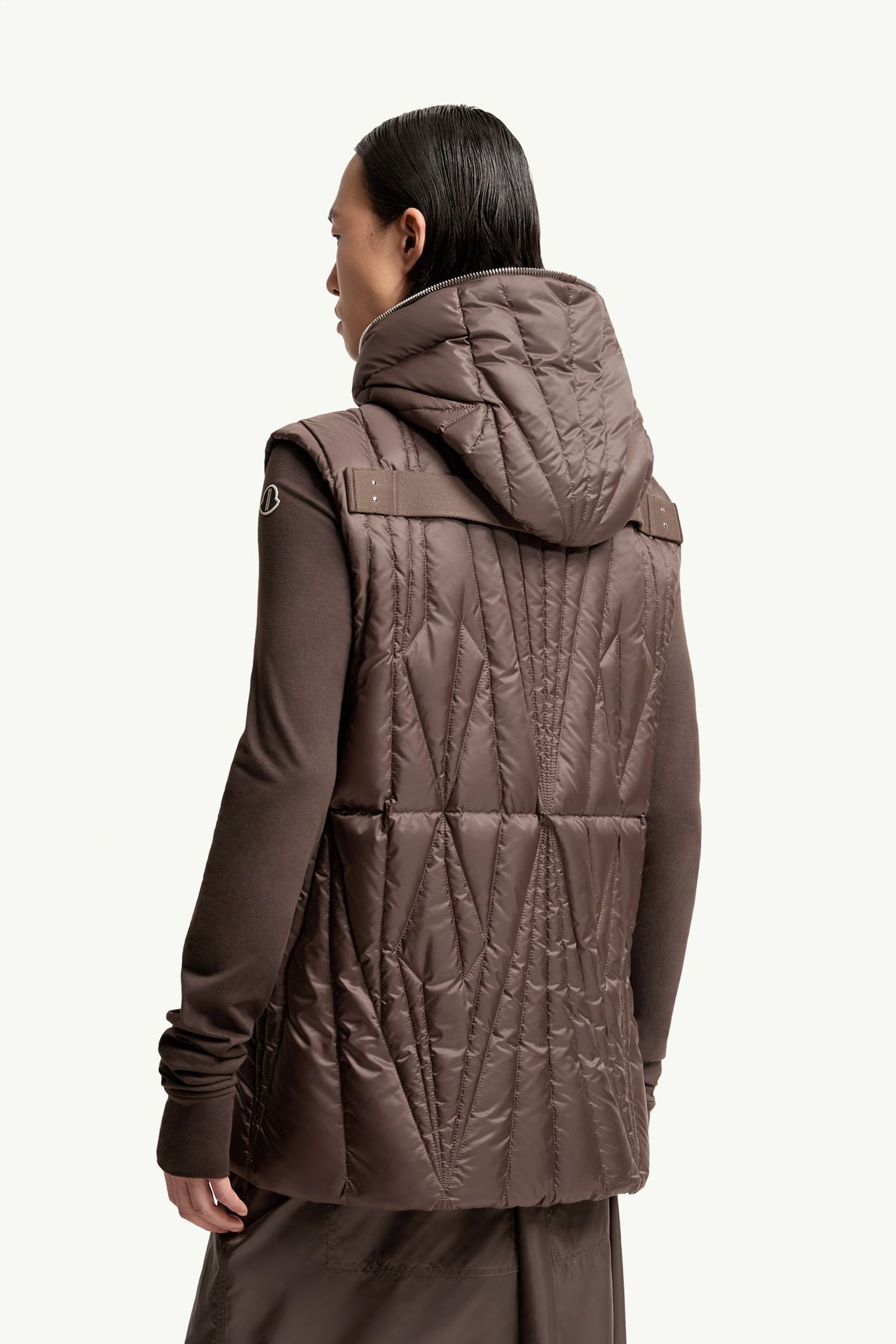 Chaleco plumífero con capucha Moncler + Rick Owens Geocamo Ziplock De Género Neutro Marrón Grisáceo Moncler 6