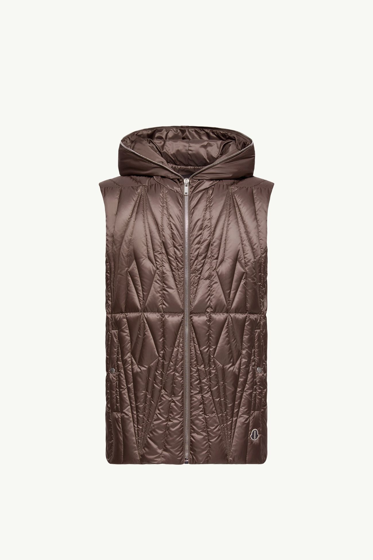 Chaleco plumífero con capucha Moncler + Rick Owens Geocamo Ziplock De Género Neutro Marrón Grisáceo Moncler 0
