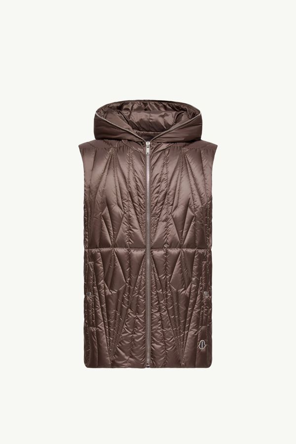 Moncler + Rick Owens Geocamo Ziplock連帽羽絨背心 中性 灰啡色 Moncler 0