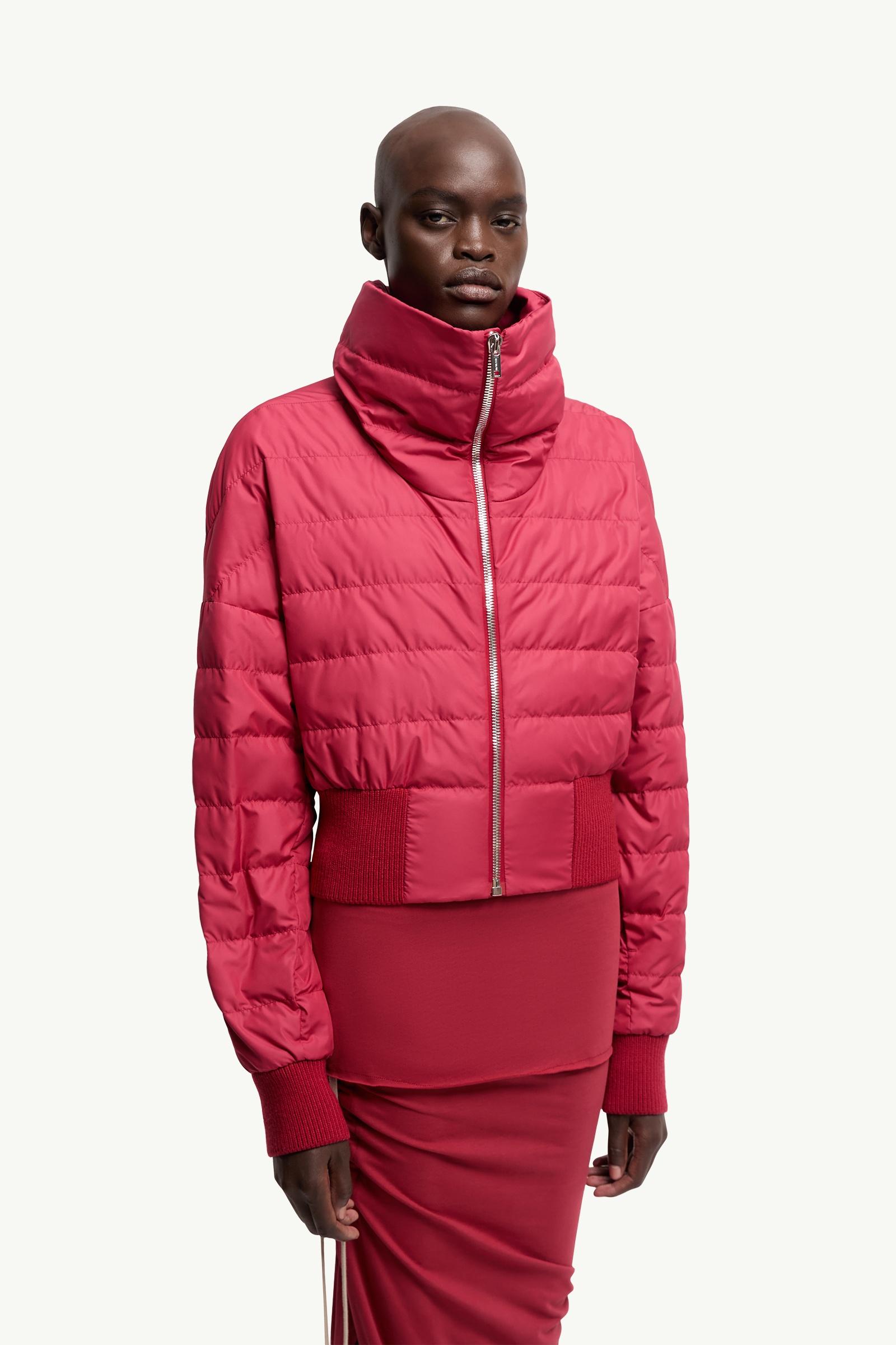 Berry Red Moncler + Rick Owens Cropped Down Jacket - Lightweight