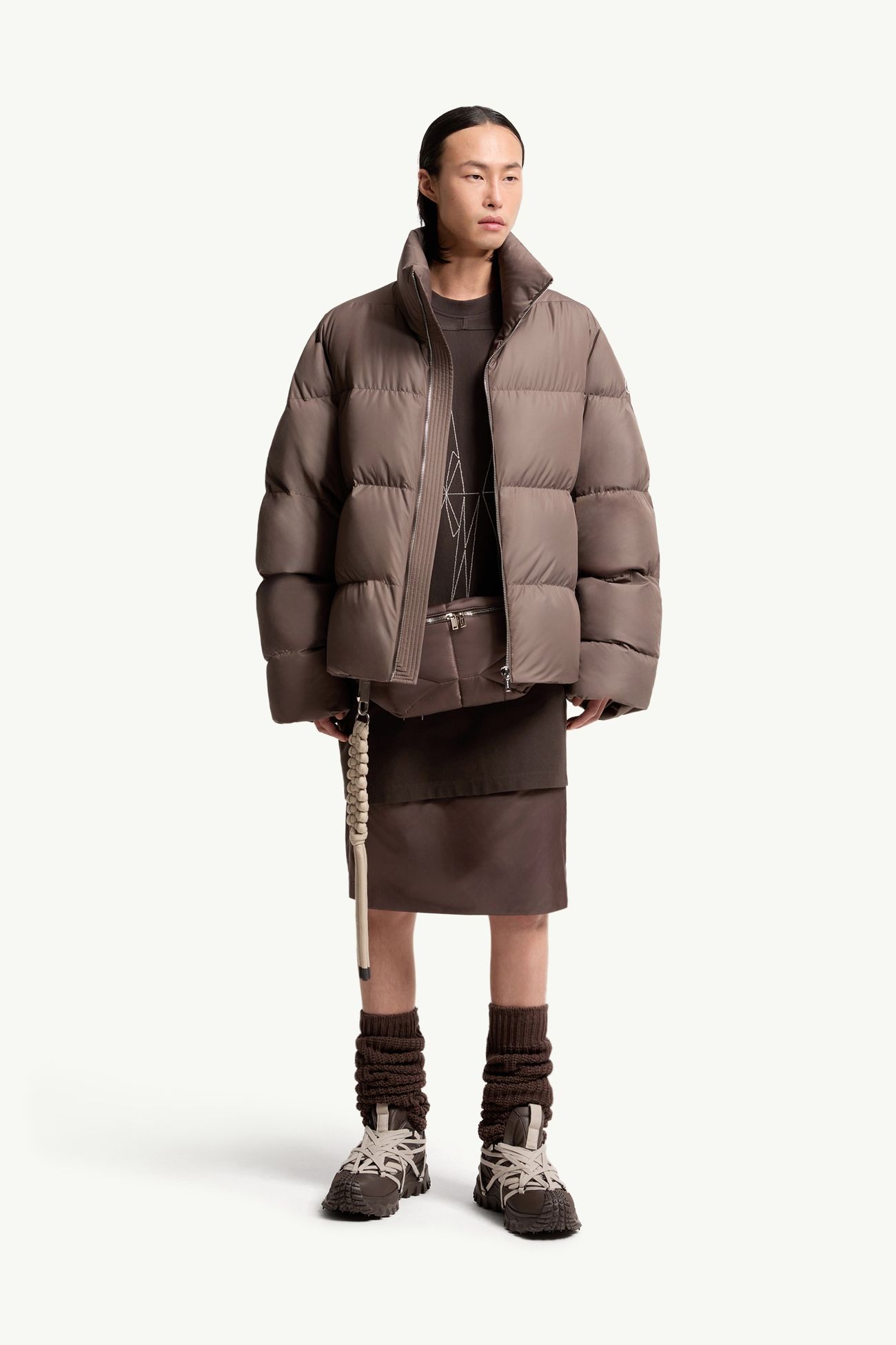 Moncler + Rick Owens Cyclopic kurze Daunenjacke Genderneutral Taupe Moncler 1