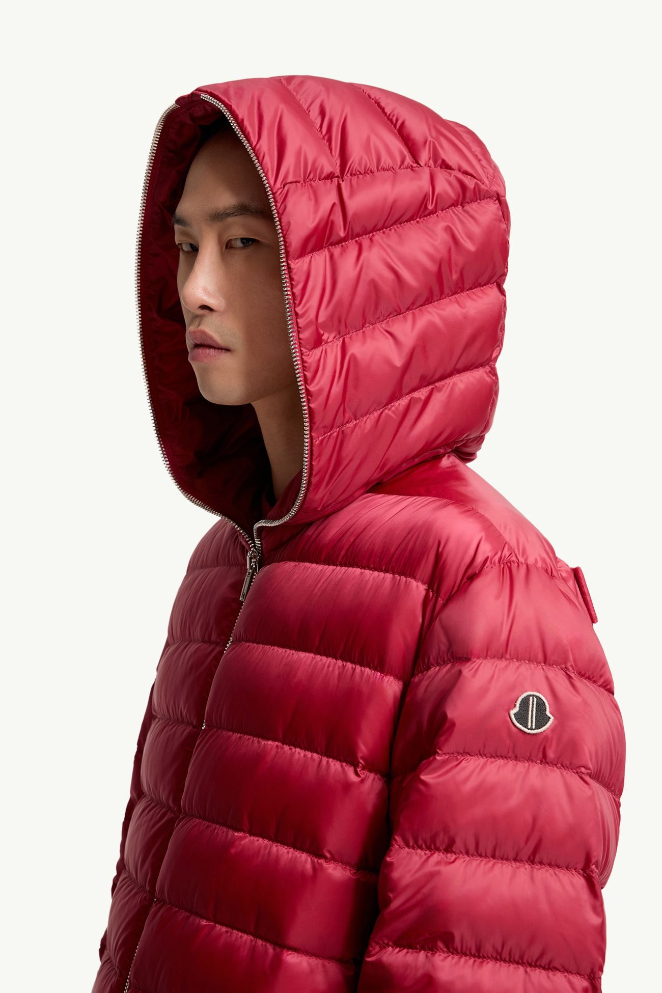 Piumino corto Ziplock Moncler + Rick Owens con cappuccio Gender Neutral Rosso Bacca Moncler 4