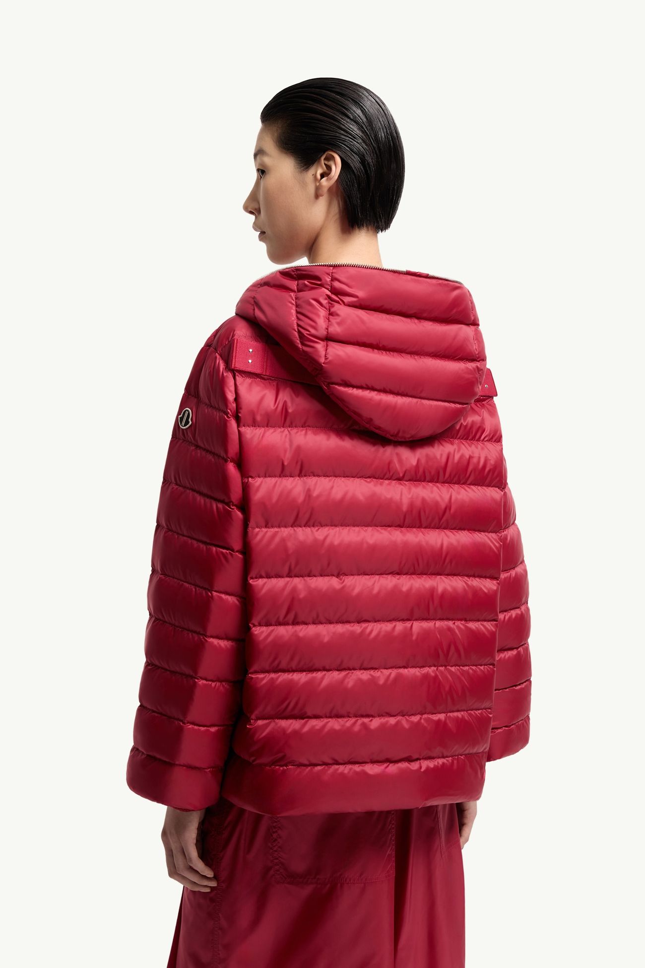 Doudoune courte à capuche Moncler + Rick Owens Ziplock Mixte Rouge Framboise Moncler 6