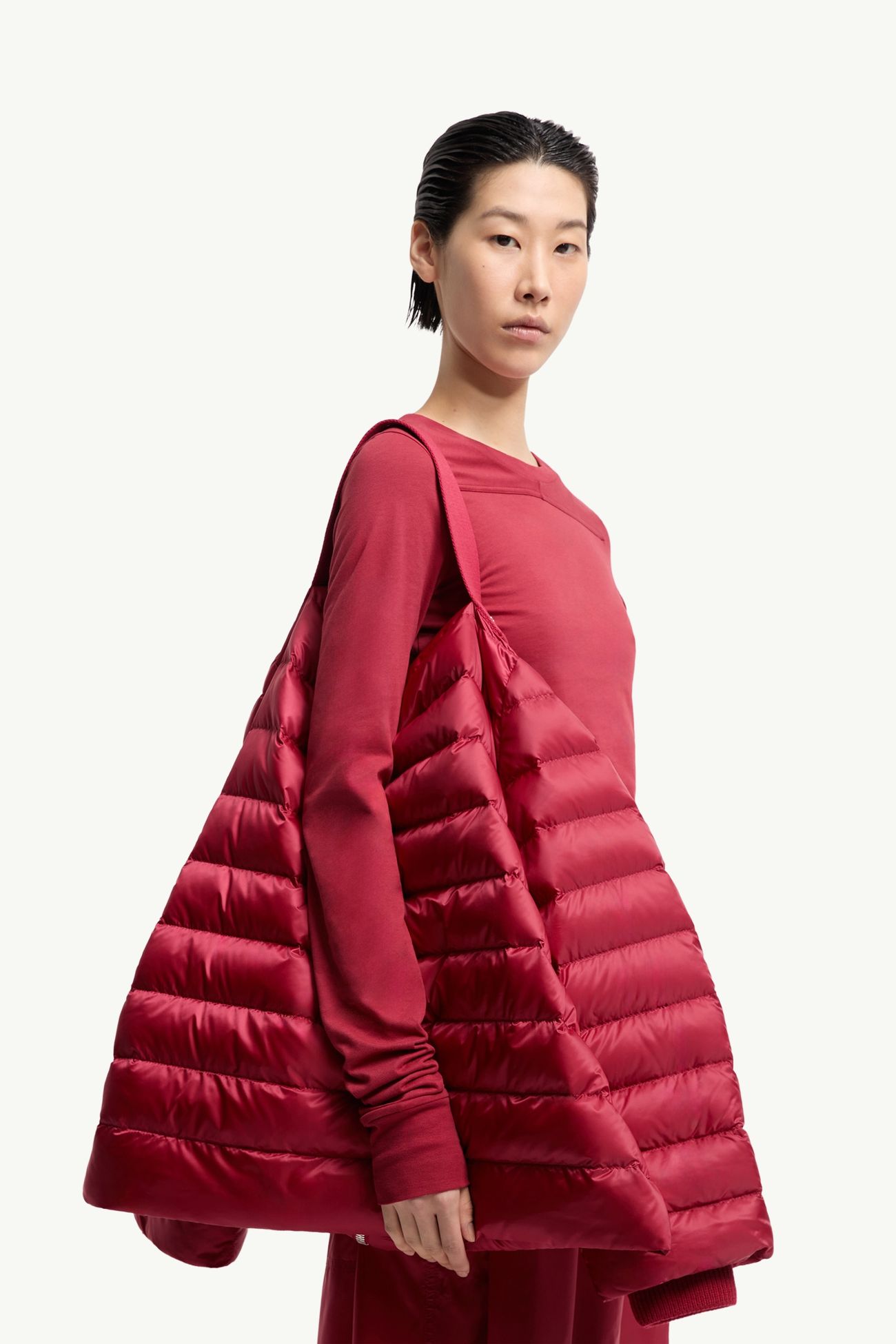 Moncler + Rick Owens Ziplock男女款连帽短款羽绒夹克外套 中性 浆果红 Moncler 7