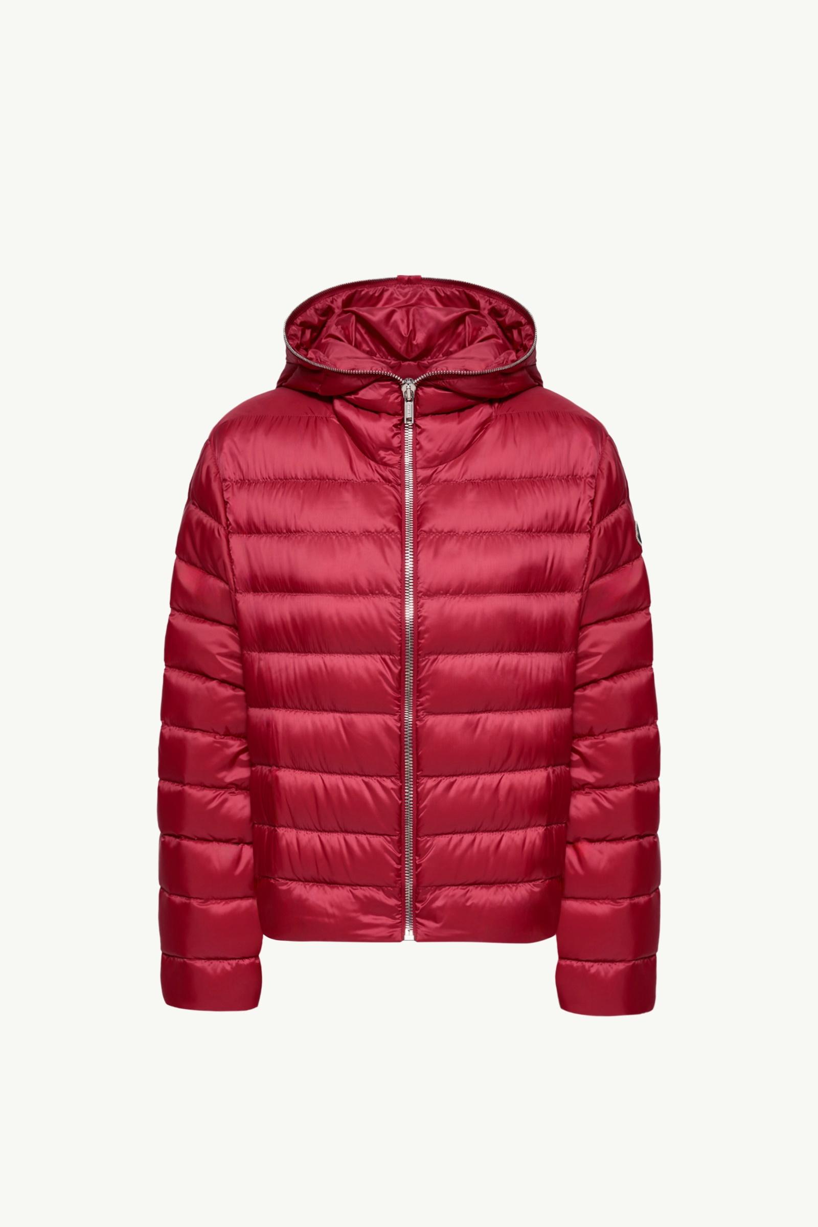 Piumino corto Ziplock Moncler + Rick Owens con cappuccio Gender Neutral Rosso Bacca Moncler