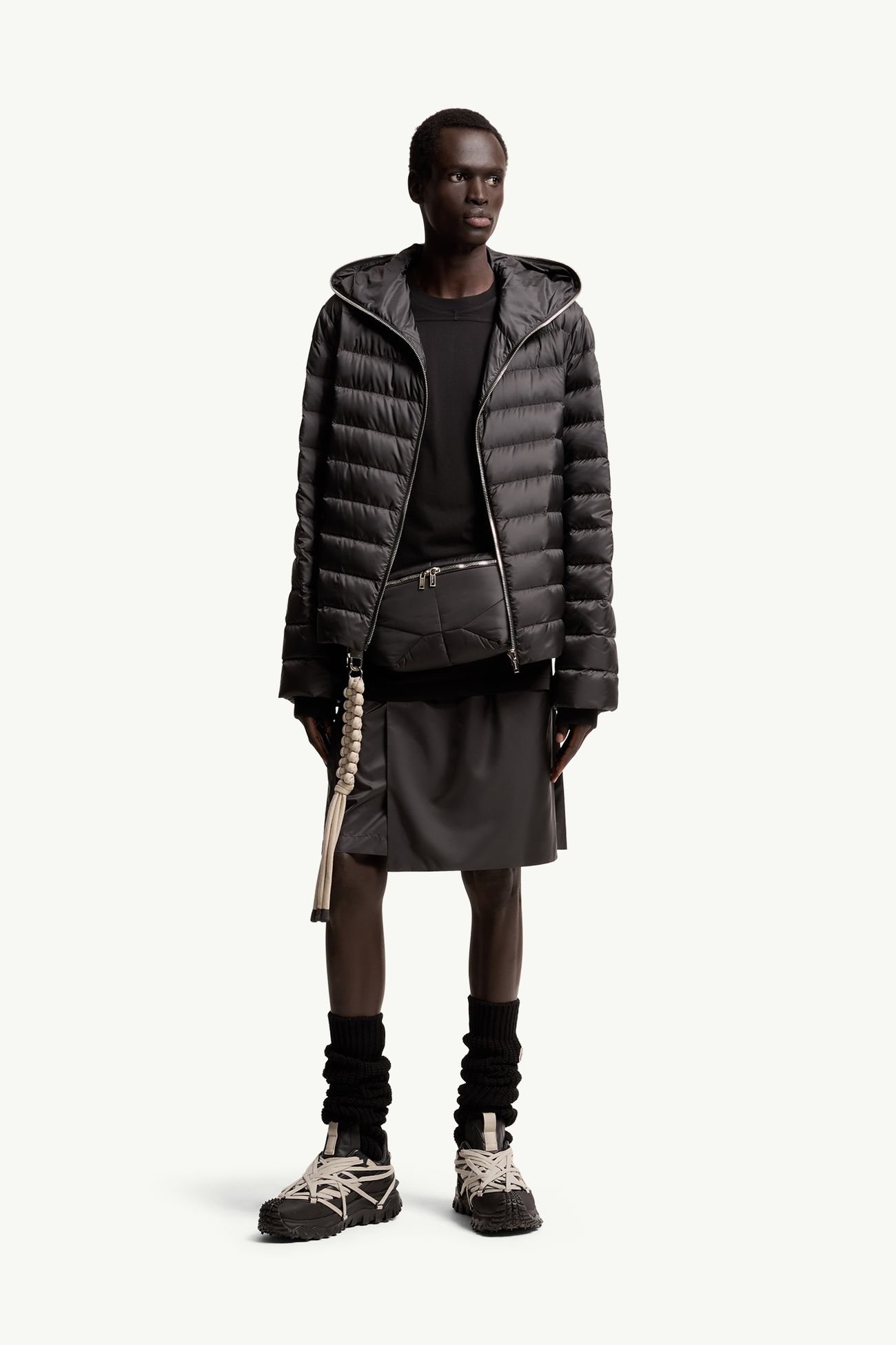 Moncler + Rick Owens Ziplock連帽短身羽絨外套 中性 黑色 Moncler 1