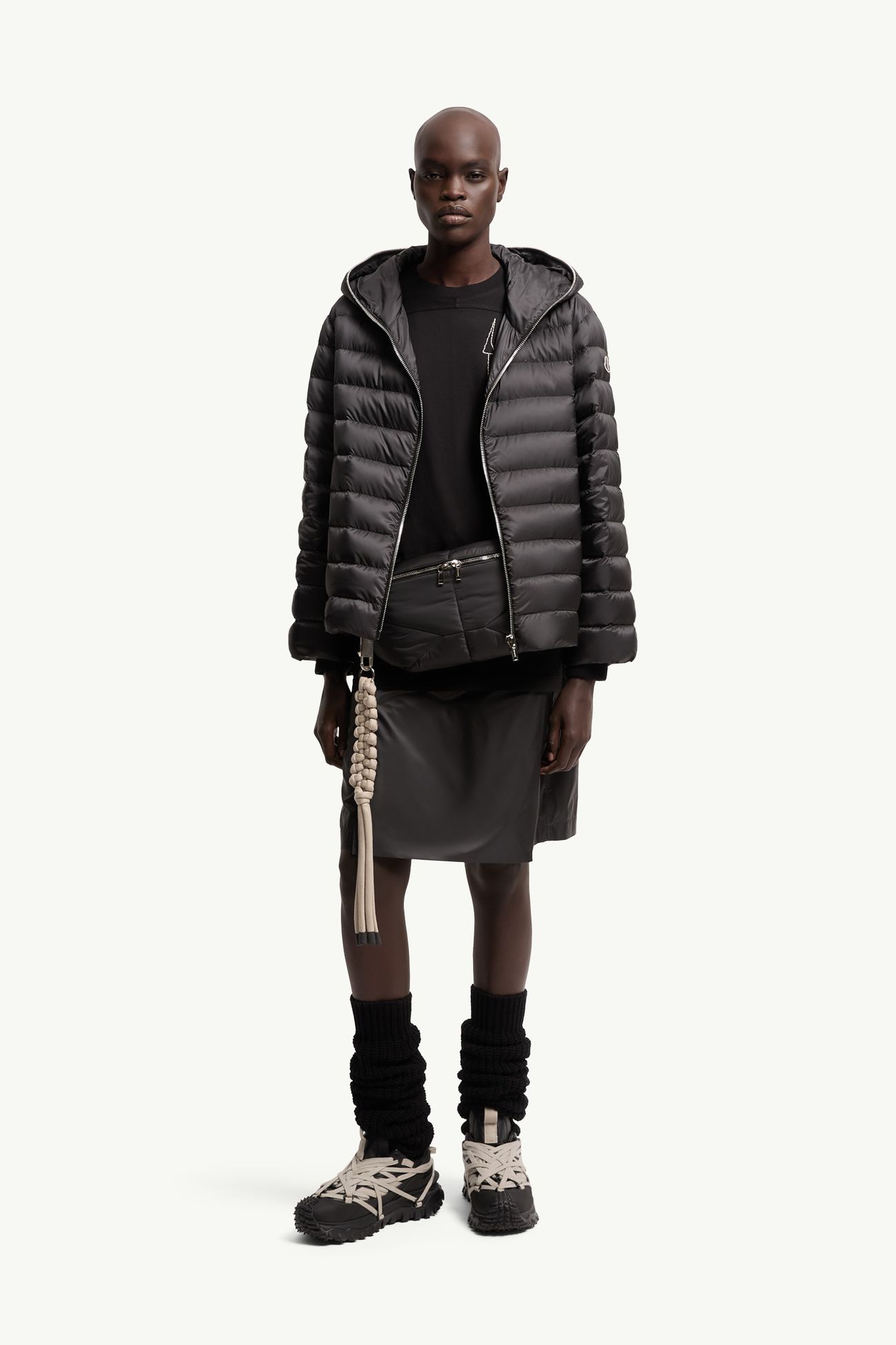 Moncler + Rick Owens Ziplock連帽短身羽絨外套 中性 黑色 Moncler 2