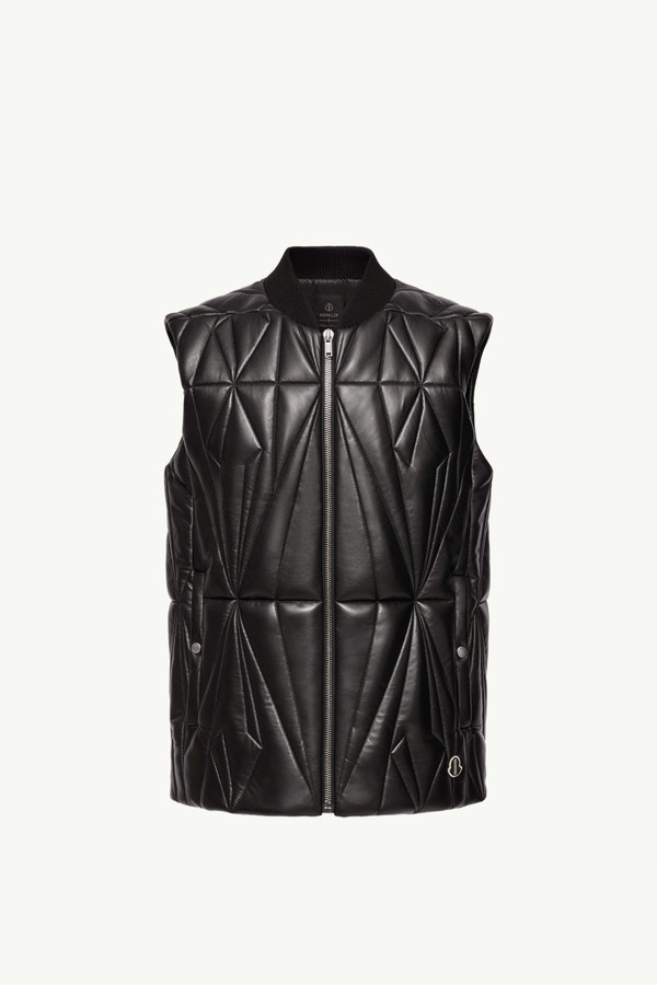 Moncler + Rick Owens Geocamo Flight 나파 가죽 베스트 젠더 뉴트럴 블랙 Moncler 0