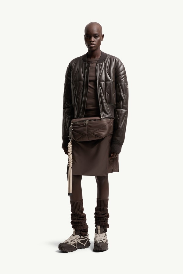 Moncler + Rick Owens Geocamo女士羊皮革飞行员夹克外套 女士 灰褐色 Moncler 0