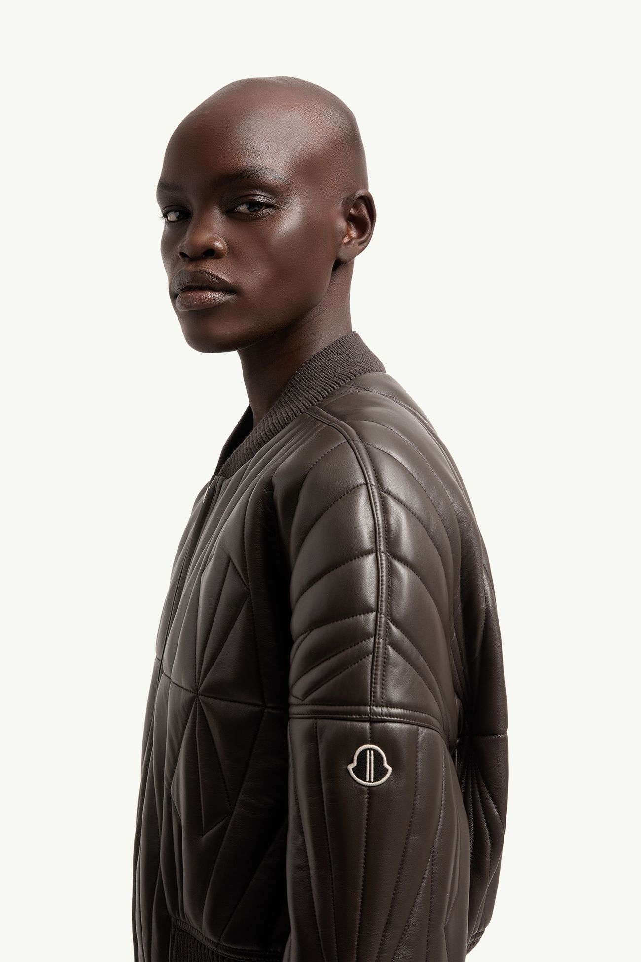 Cazadora de piel de napa Moncler + Rick Owens Geocamo Mujer Marrón Grisáceo Moncler 1