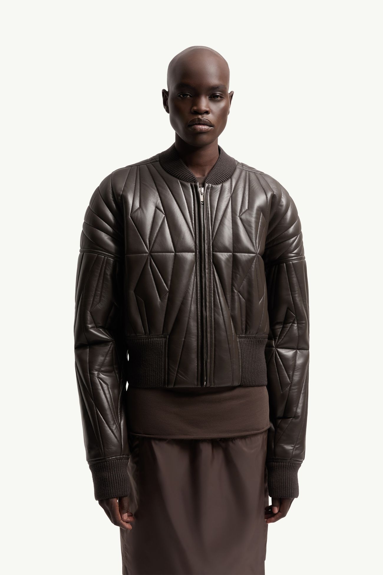 Moncler + Rick Owens Geocamo Nappa Leather Bomber Jacket Women Taupe Moncler 3