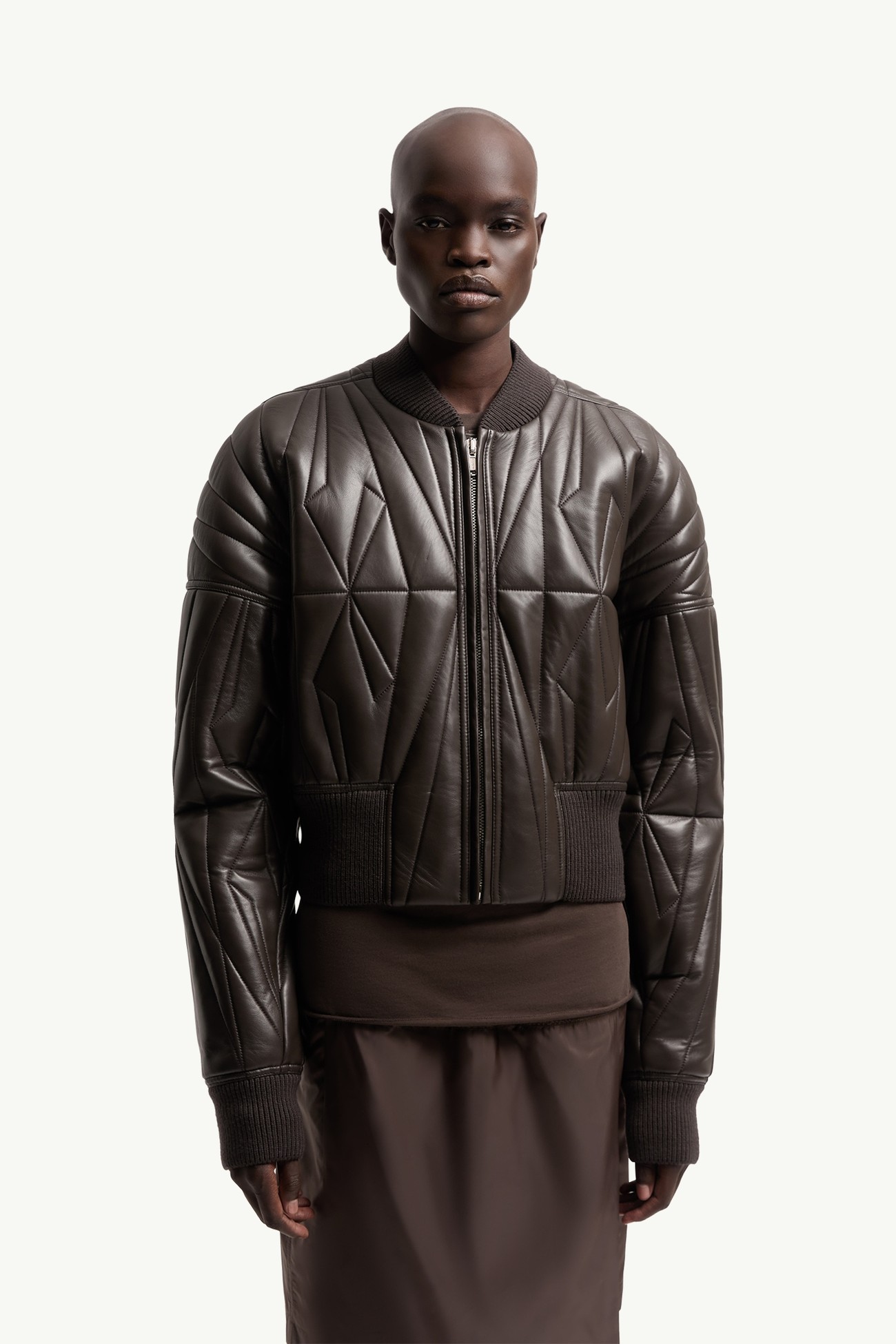 Moncler + Rick Owens Geocamo女士羊皮革飞行员夹克外套 女士 灰褐色 Moncler 3