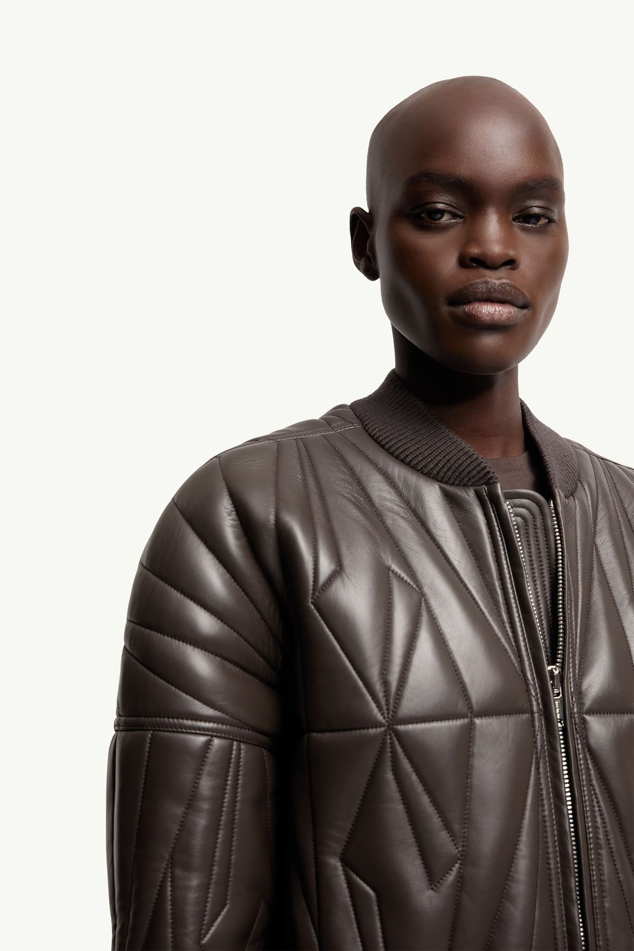 Cazadora de piel de napa Moncler + Rick Owens Geocamo Mujer Marrón Grisáceo Moncler 5