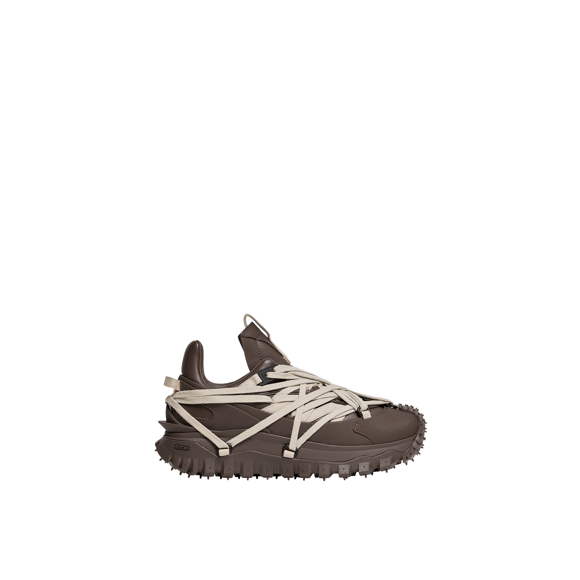 Moncler   Trailgrip Megalace Leather Trainers  in Brown, Size: 41