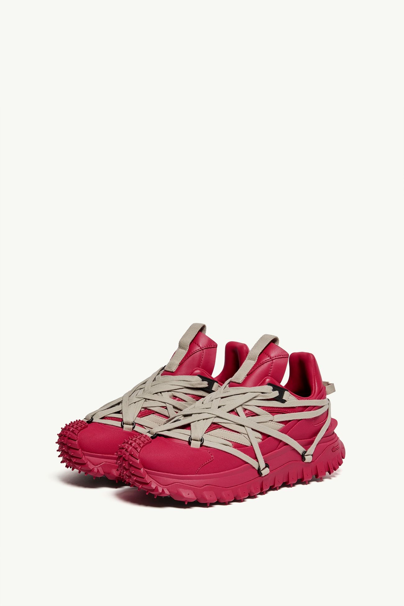 Moncler + Rick Owens Trailgrip Megalace皮革運動鞋 中性 莓果紅色 Moncler 3