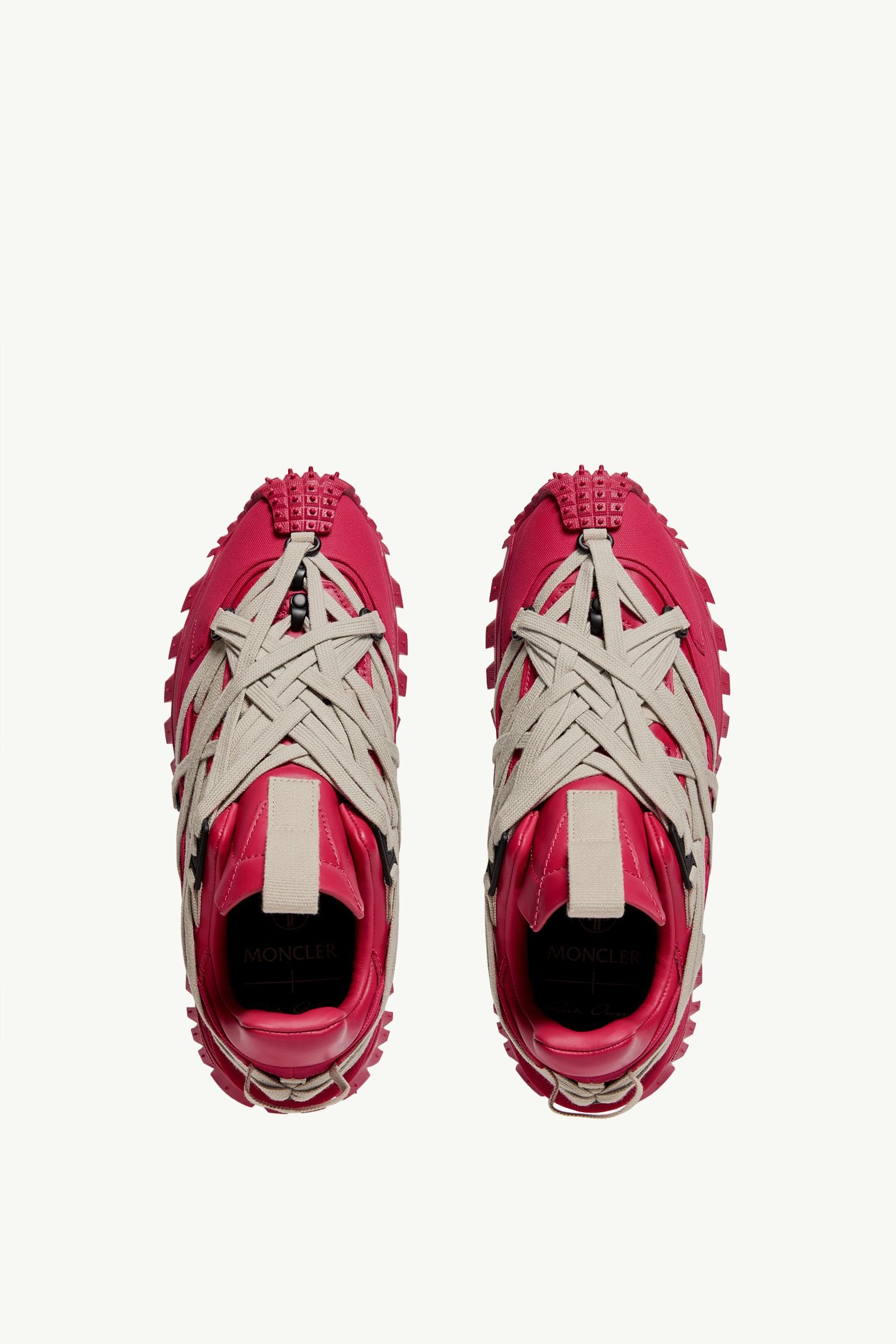 Berry Red Moncler + Rick Owens Trailgrip Megalace Leather Sneakers