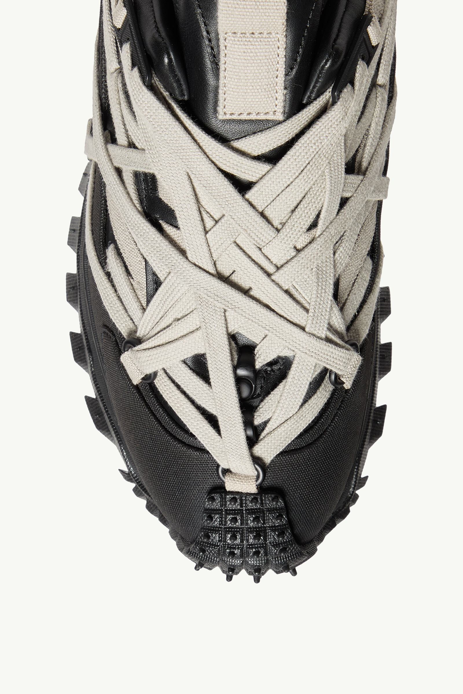 Black Moncler + Rick Owens Trailgrip Megalace Leather Trainers