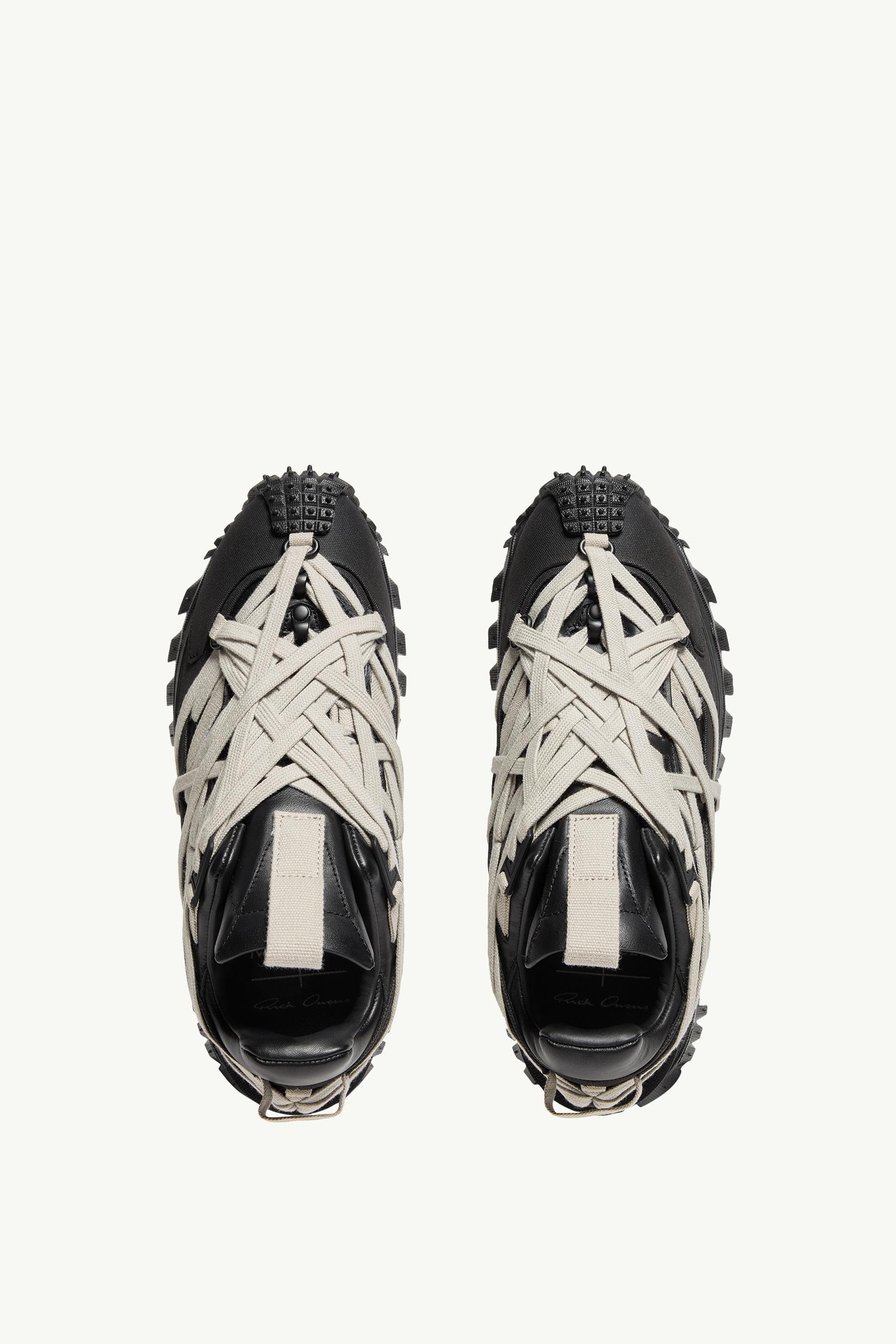Black Moncler + Rick Owens Trailgrip Megalace Leather Trainers