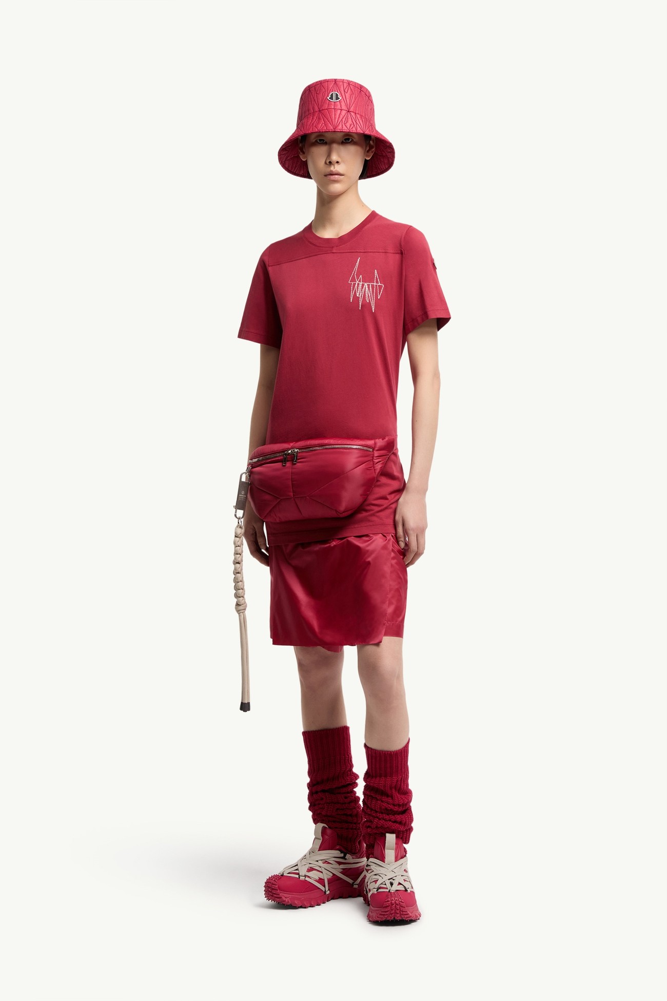 Moncler + Rick Owens Girder Cotton T-Shirt Gender Neutral Berry Red Moncler 2