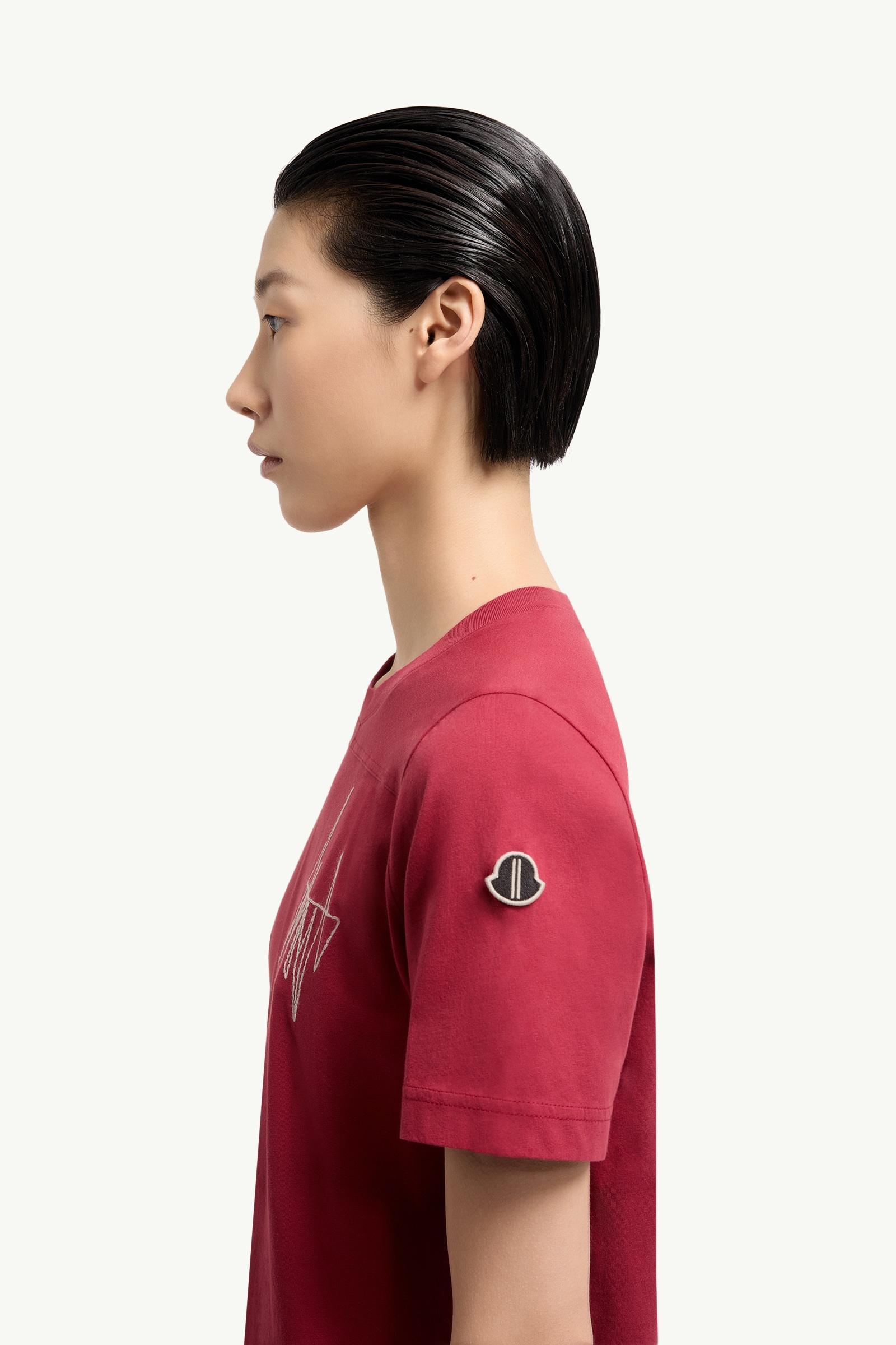 Berry Red Moncler + Rick Owens Girder Cotton T-Shirt - Polos & T