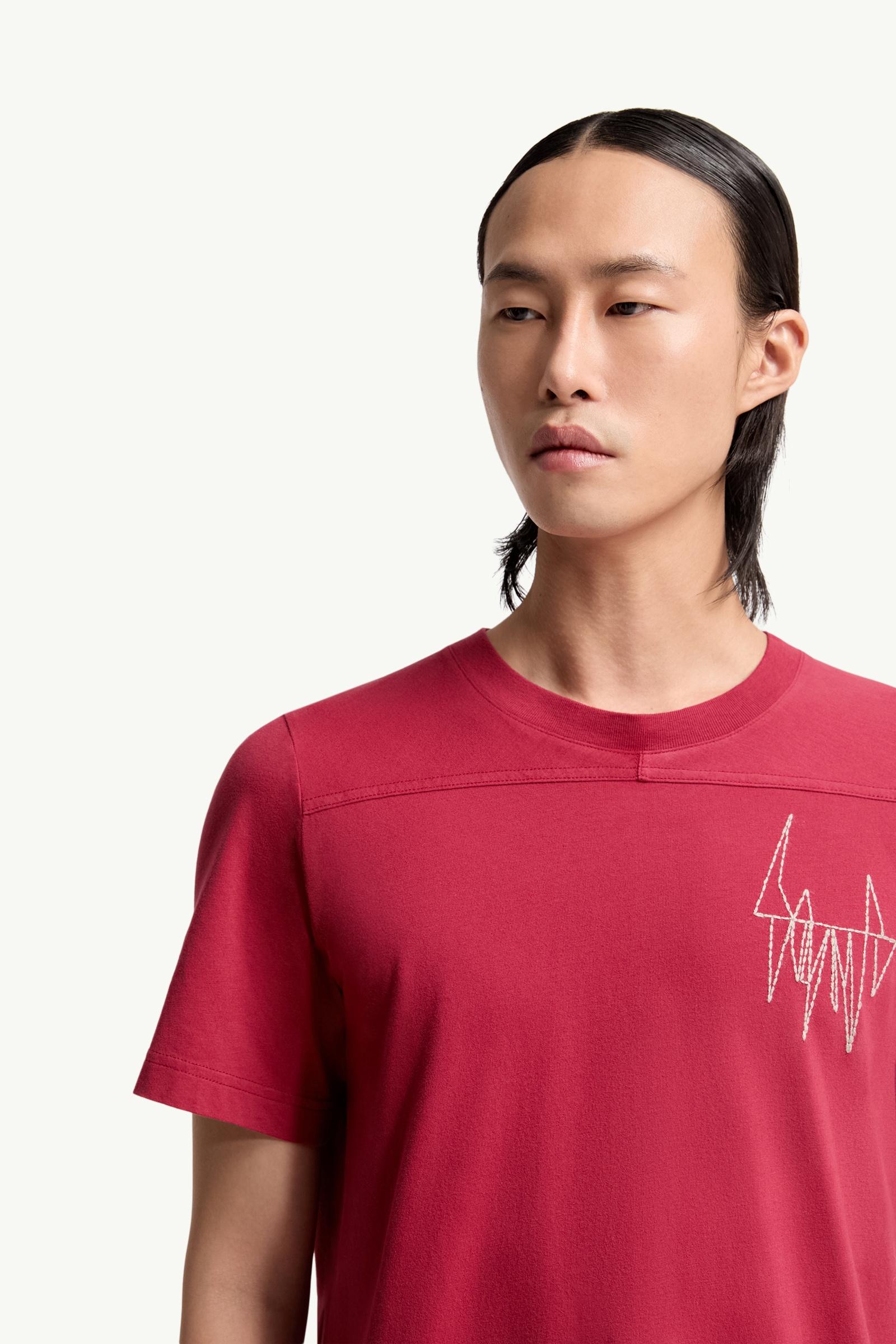 Berry Red Moncler + Rick Owens Girder Cotton T-Shirt - Polos & T