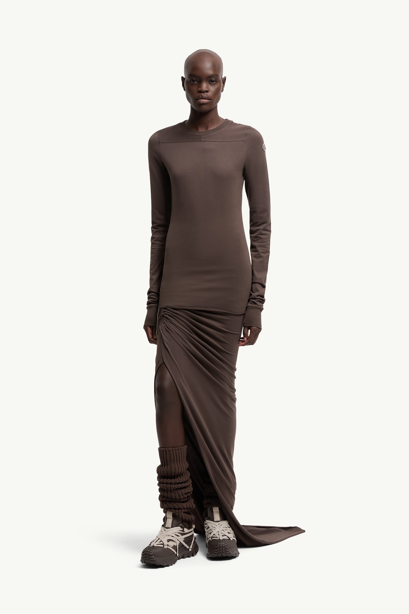 Moncler + Rick Owens Girder 롱 슬리브 코튼 티셔츠 젠더 뉴트럴 브라운 Moncler 2