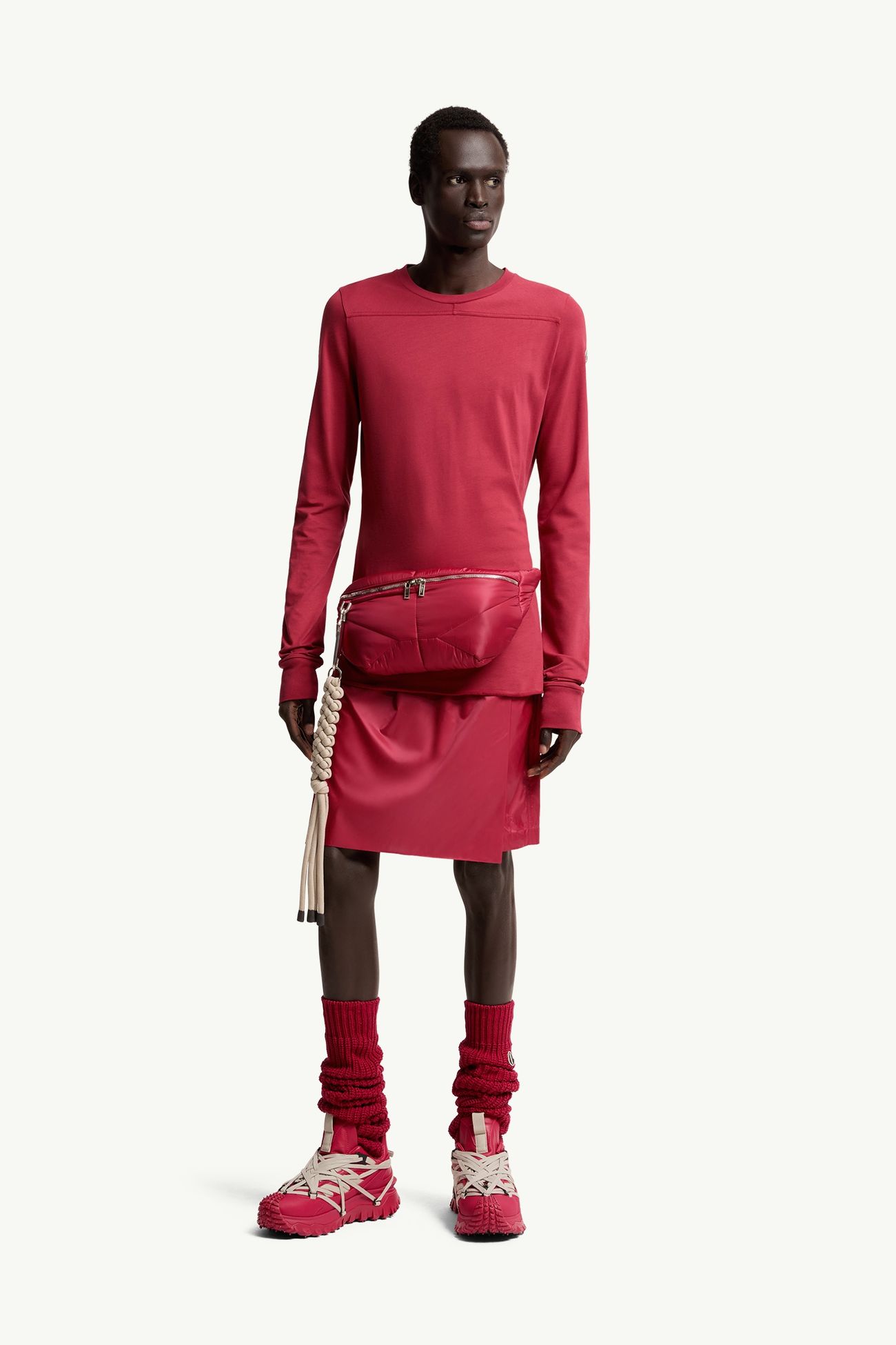 Moncler + Rick Owens Girder Long Sleeve Cotton T-Shirt Gender Neutral Berry Red Moncler 2