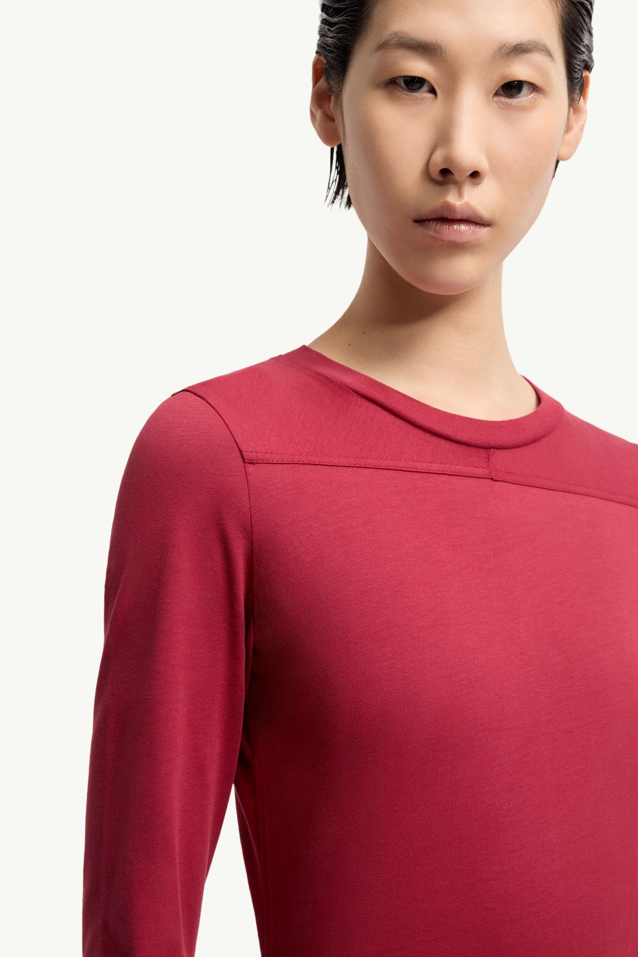 Moncler + Rick Owens Girder Long Sleeve Cotton T-Shirt Gender Neutral Berry Red Moncler 7