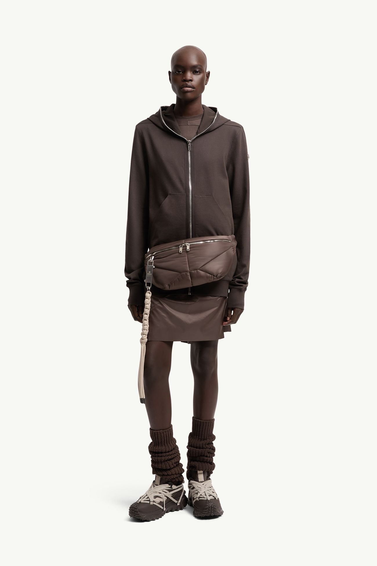 Moncler + Rick Owens 코튼 Ziplock 후디 젠더 뉴트럴 브라운 Moncler 1