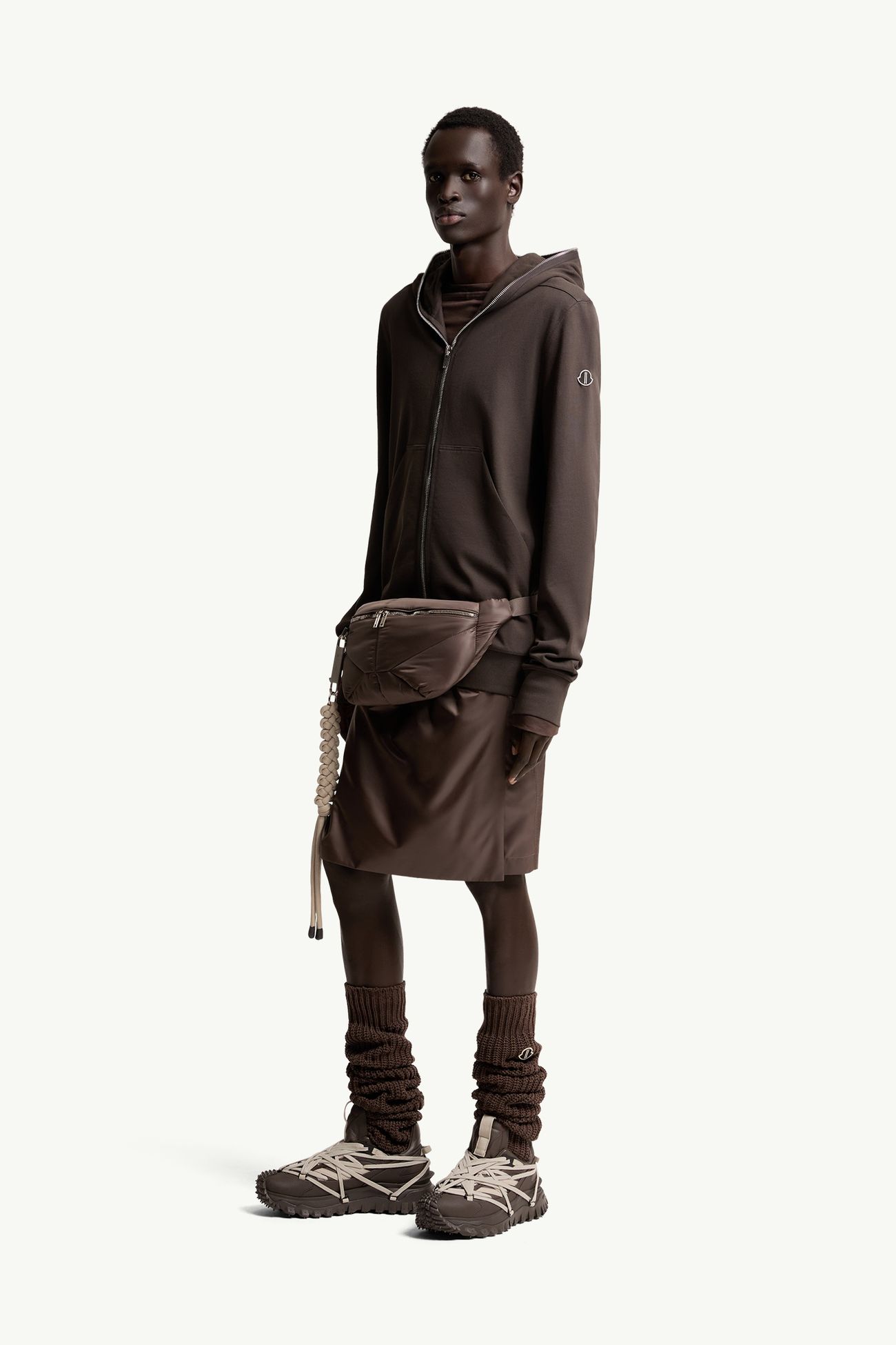 Moncler + Rick Owens Ziplock男女款棉质连帽卫衣 中性 棕色 Moncler 2