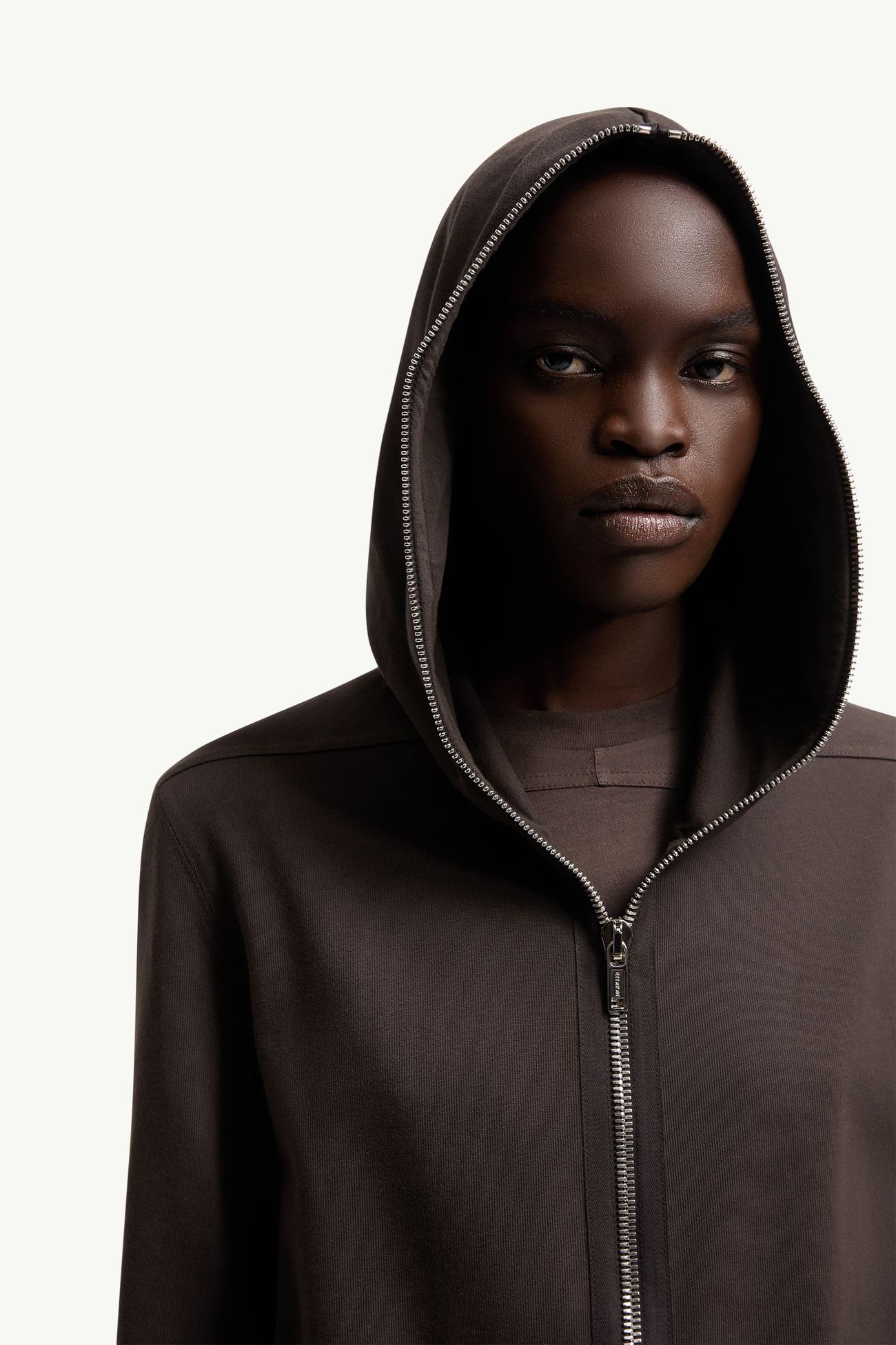 Sweat à capuche en coton Moncler + Rick Owens Ziplock Mixte Marron Moncler 7