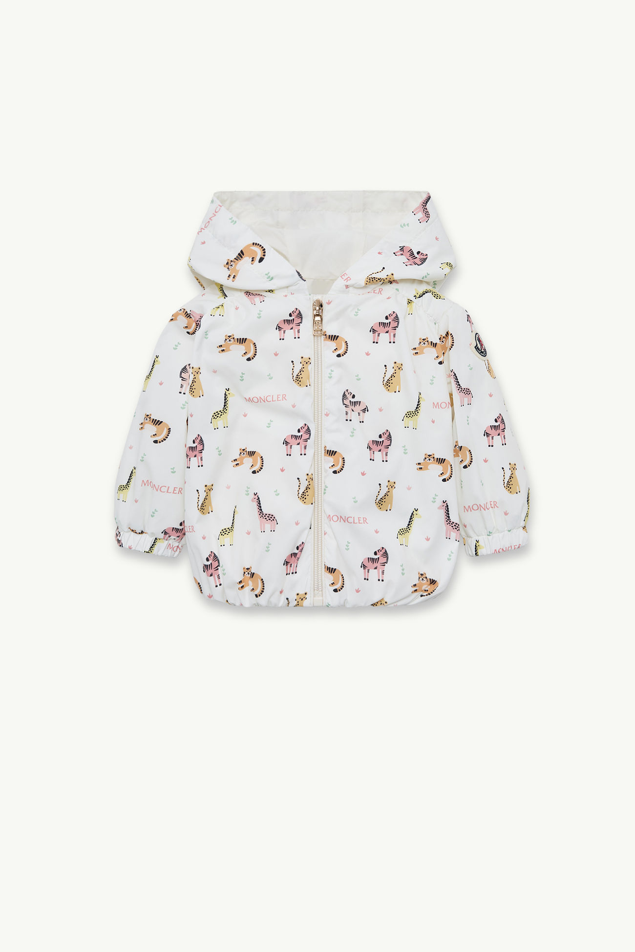 Guniz Regenjacke mit Kapuze und Tier-Print Mädchen Weiß & Pink Moncler 0