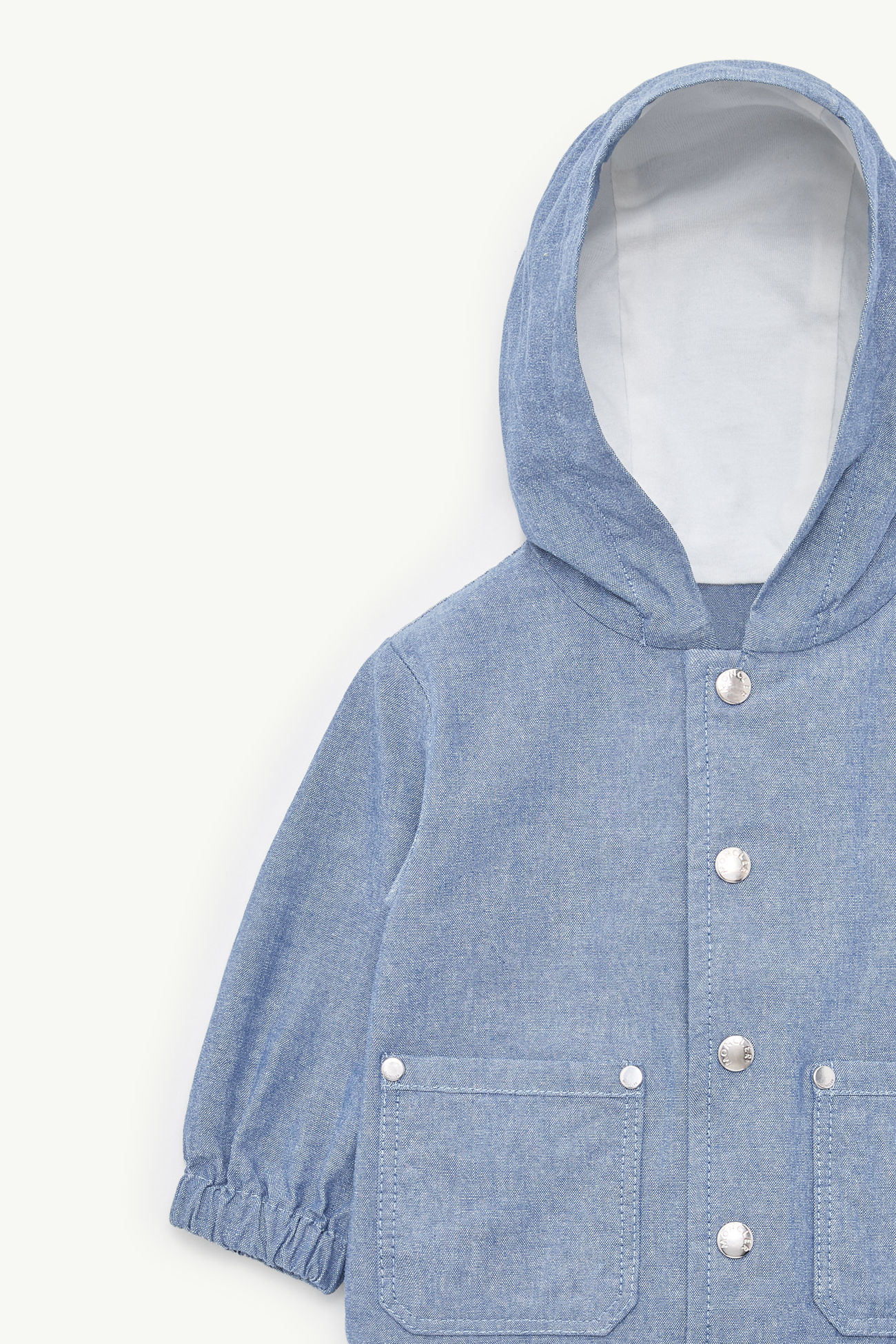 Nur Chambray Hooded Jacket Boy Cobalt Blue Moncler 1