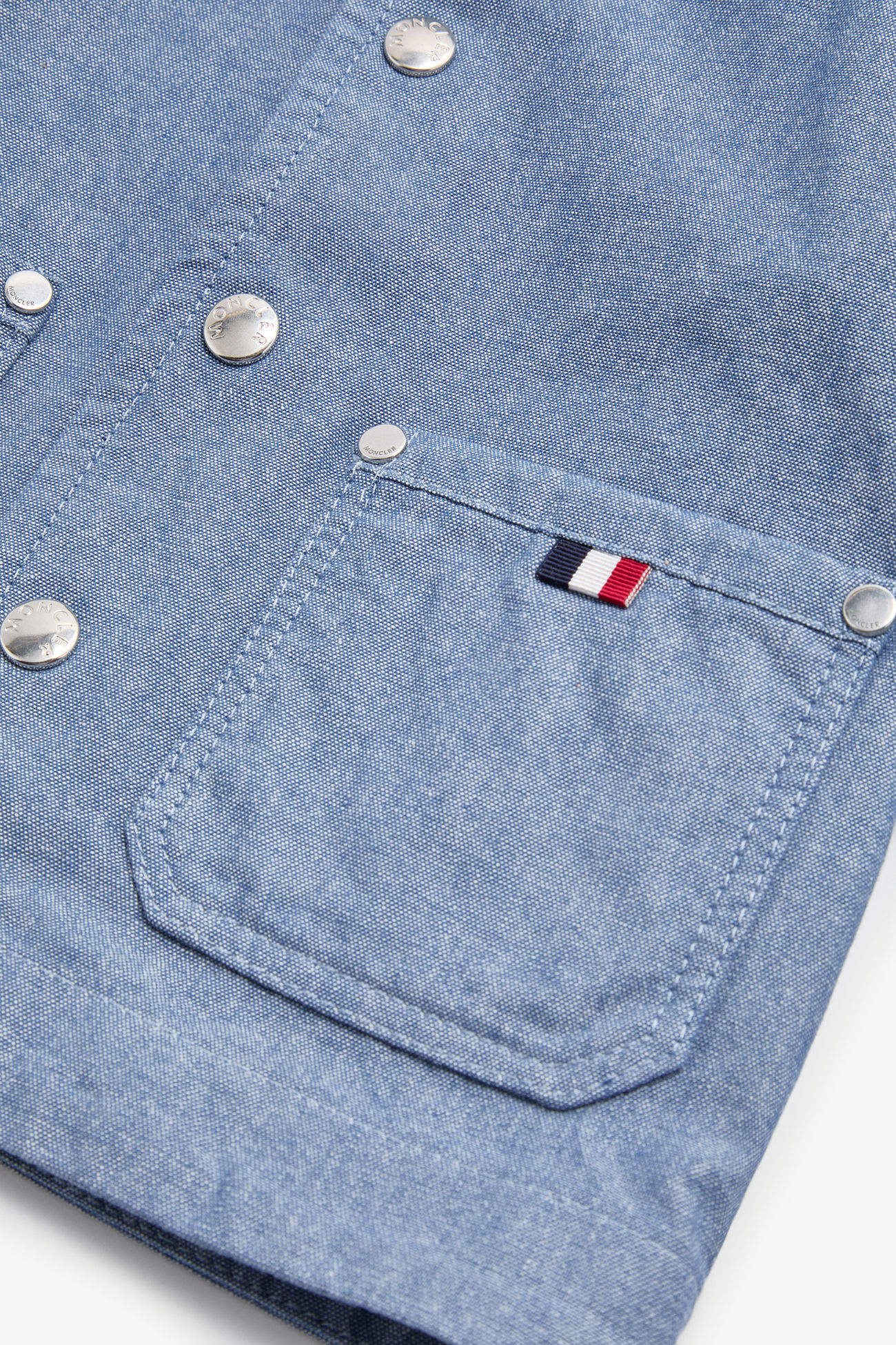 Nur Chambray Hooded Jacket Boy Cobalt Blue Moncler 3