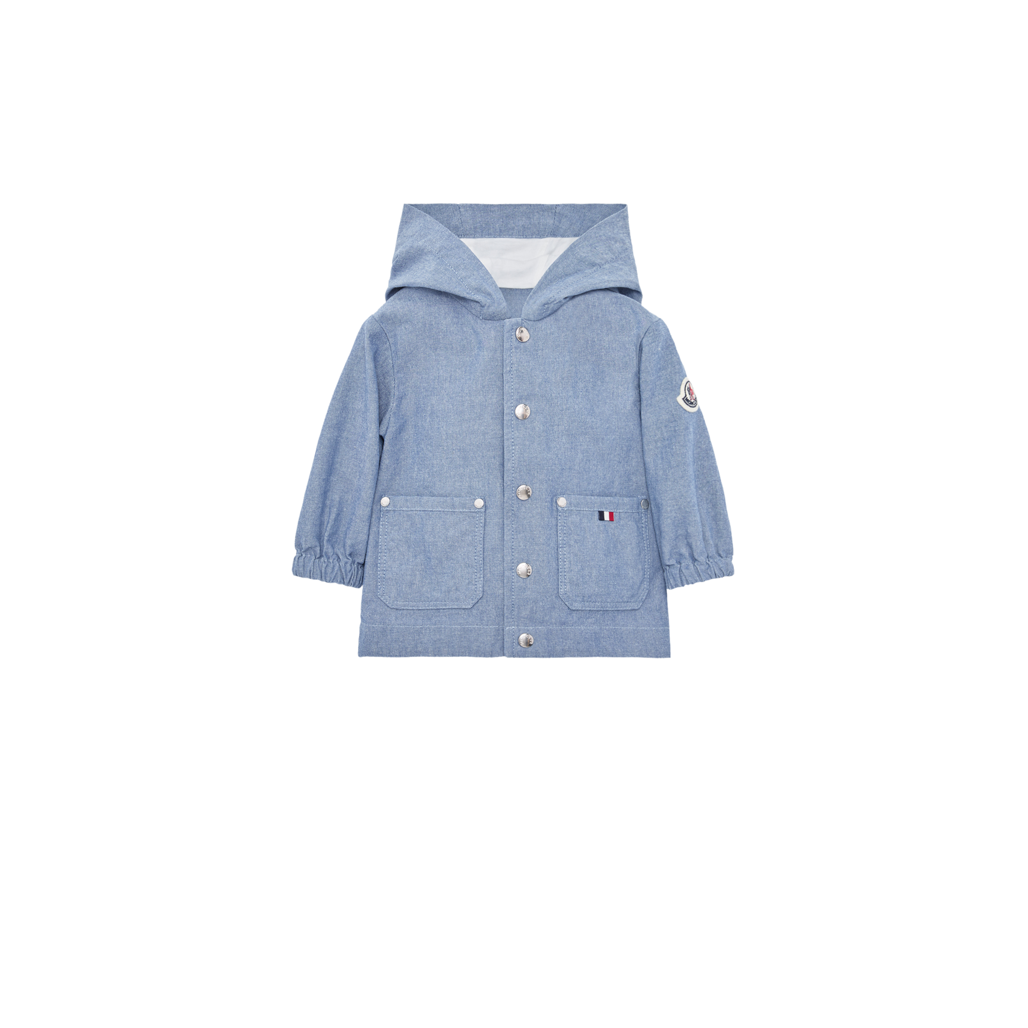 Moncler  Nur Chambray Hooded Jacket for Boys in Blue, Size: 2Y