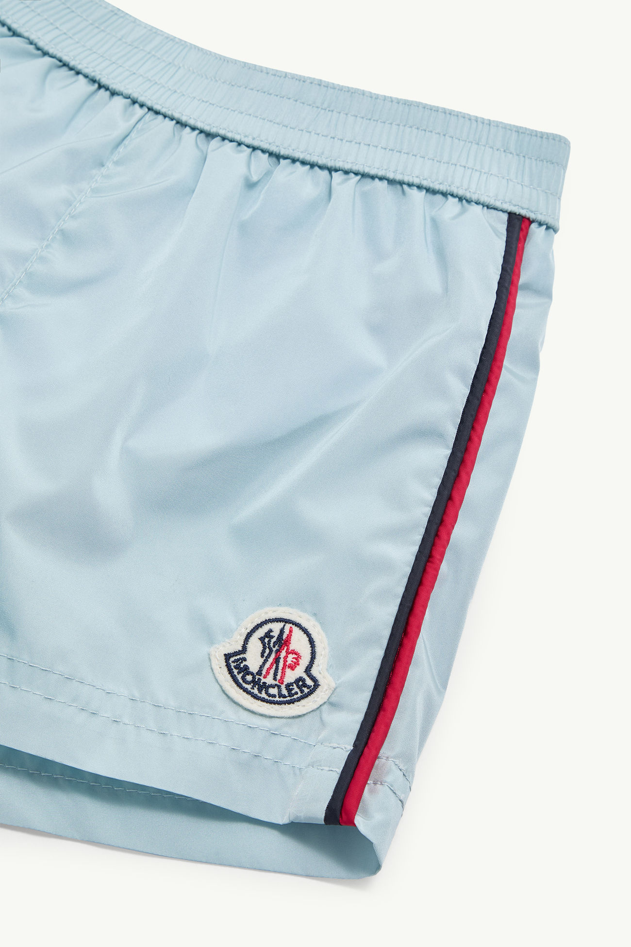 Tricolour-Trimmed Swim Shorts Boy Light Blue Moncler 1