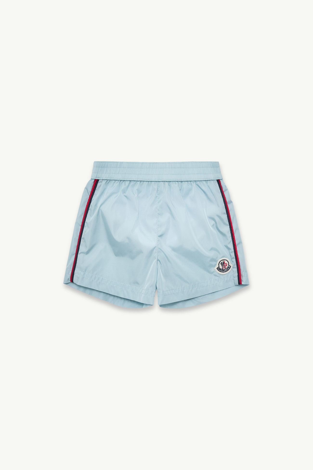 Tricolour-Trimmed Swim Shorts Boy Light Blue Moncler 0