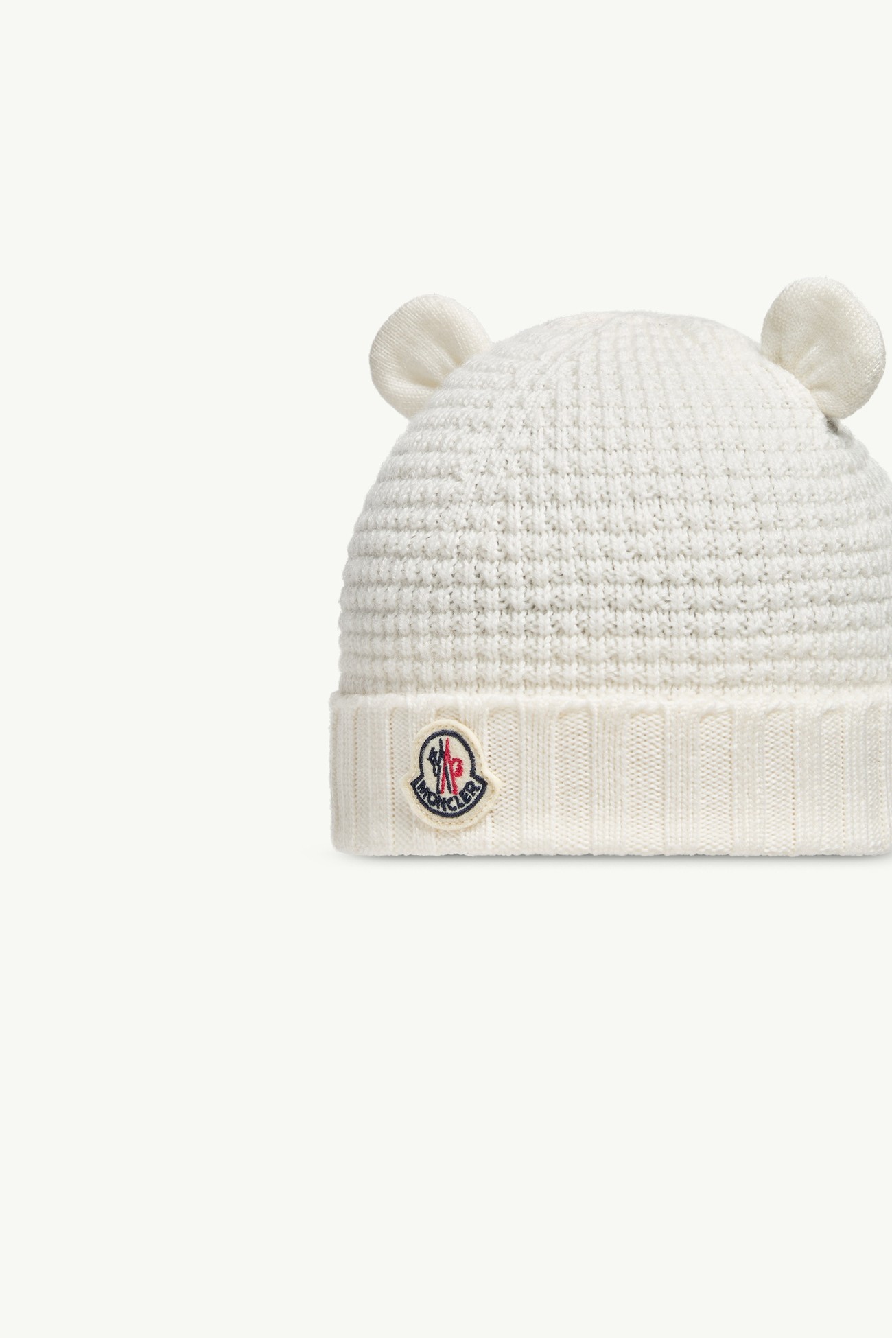 Wool Beanie with Teddy Bear Ears Gender Neutral White Moncler 1