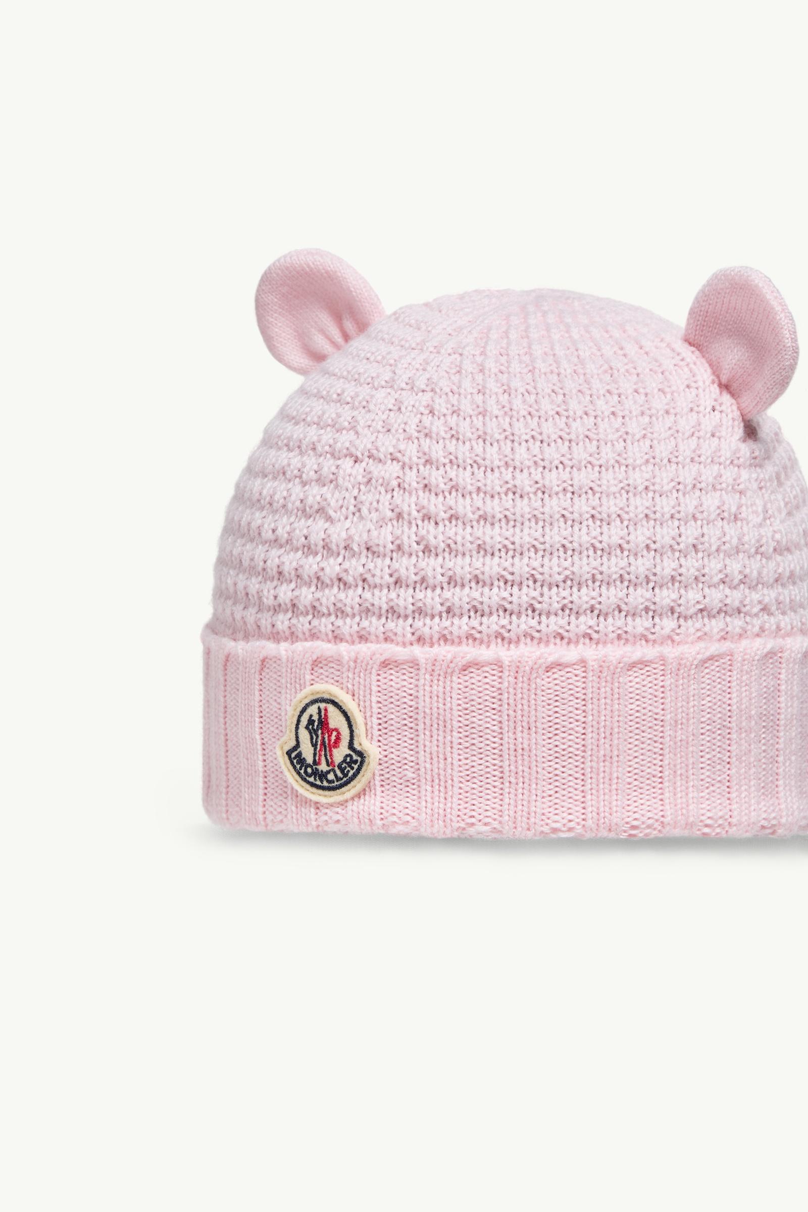 Light Pink Wool Beanie with Teddy Bear Ears - Accessories for