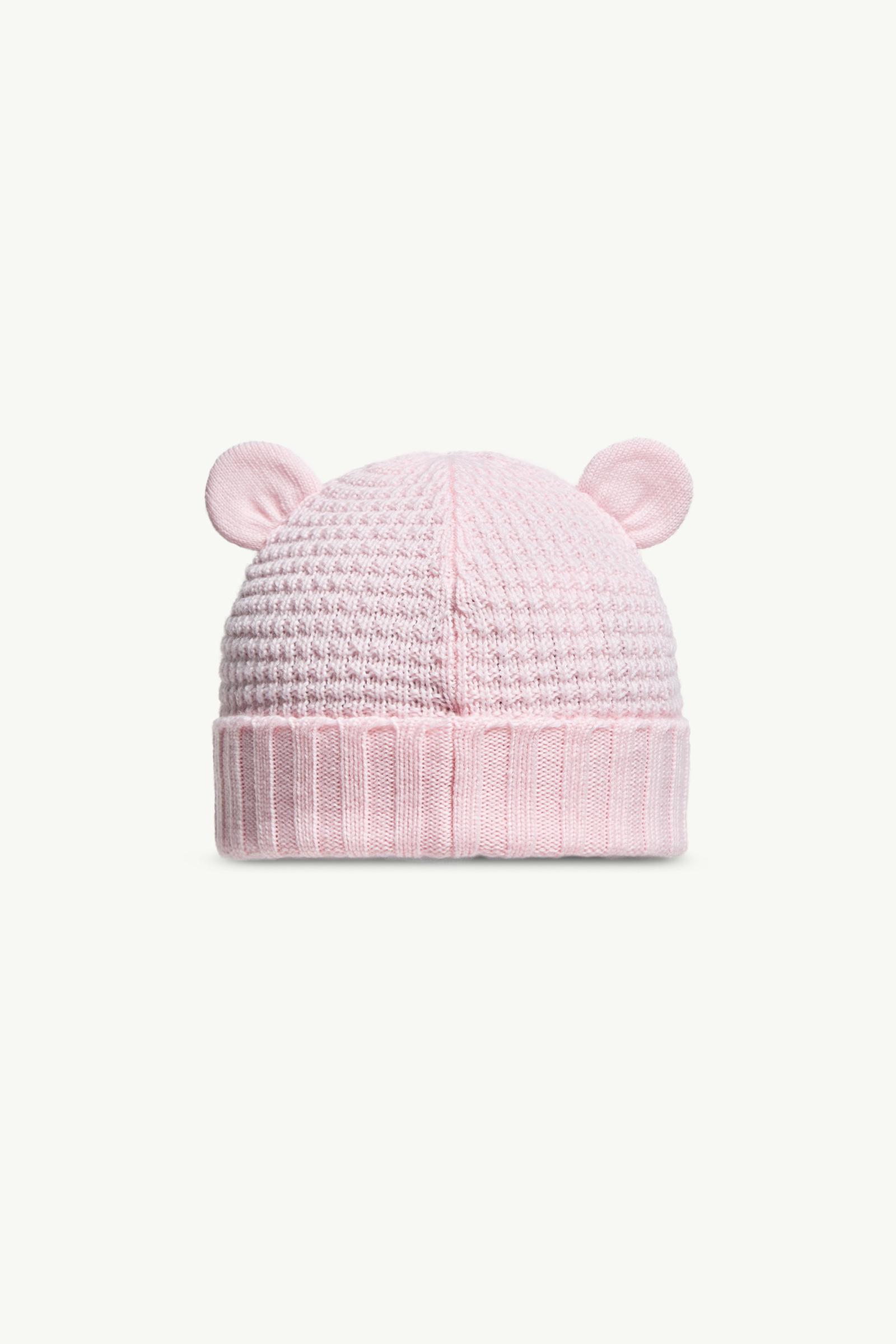 Light Pink Wool Beanie with Teddy Bear Ears - Accessories for